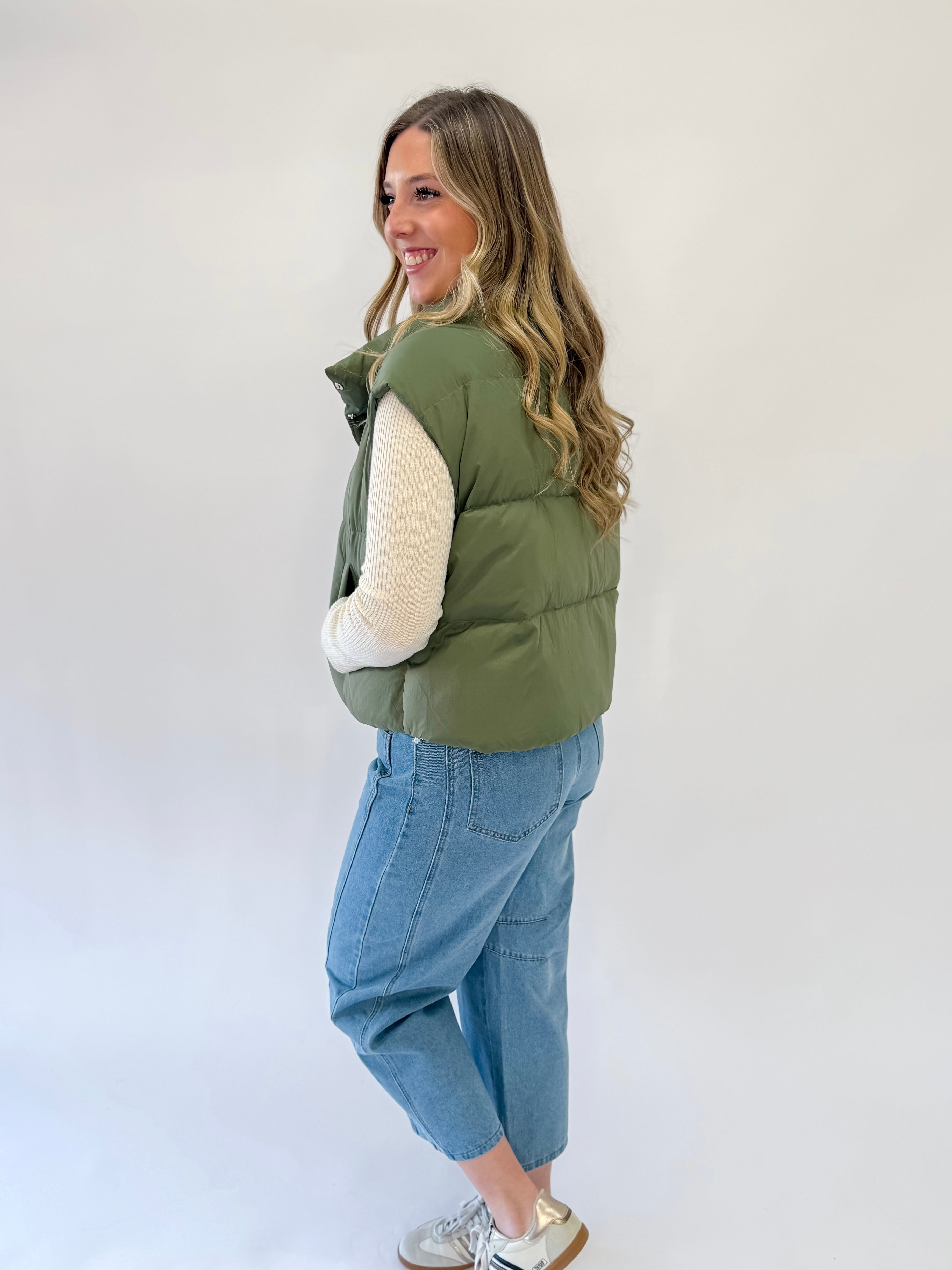 Jana Chunky Down Vest - Olive