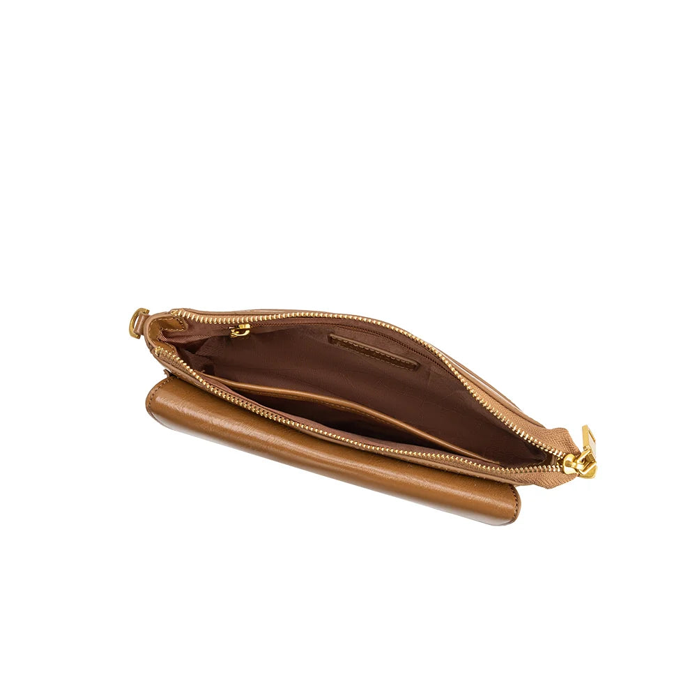 Aria Vegan Leather Shoulder Bag-Mocha