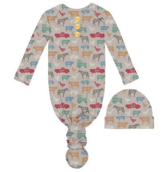 Kids Ole McDonald Infant Gown and Beanie Set-NB