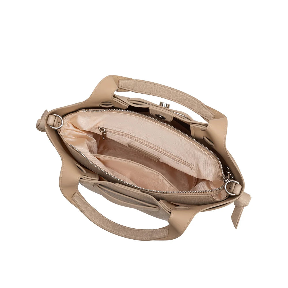 Avril Vegan Leather Top Handle Bag-Nude