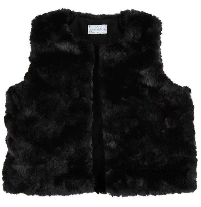 [Mud Pie] Girl's Fur Vest-Black