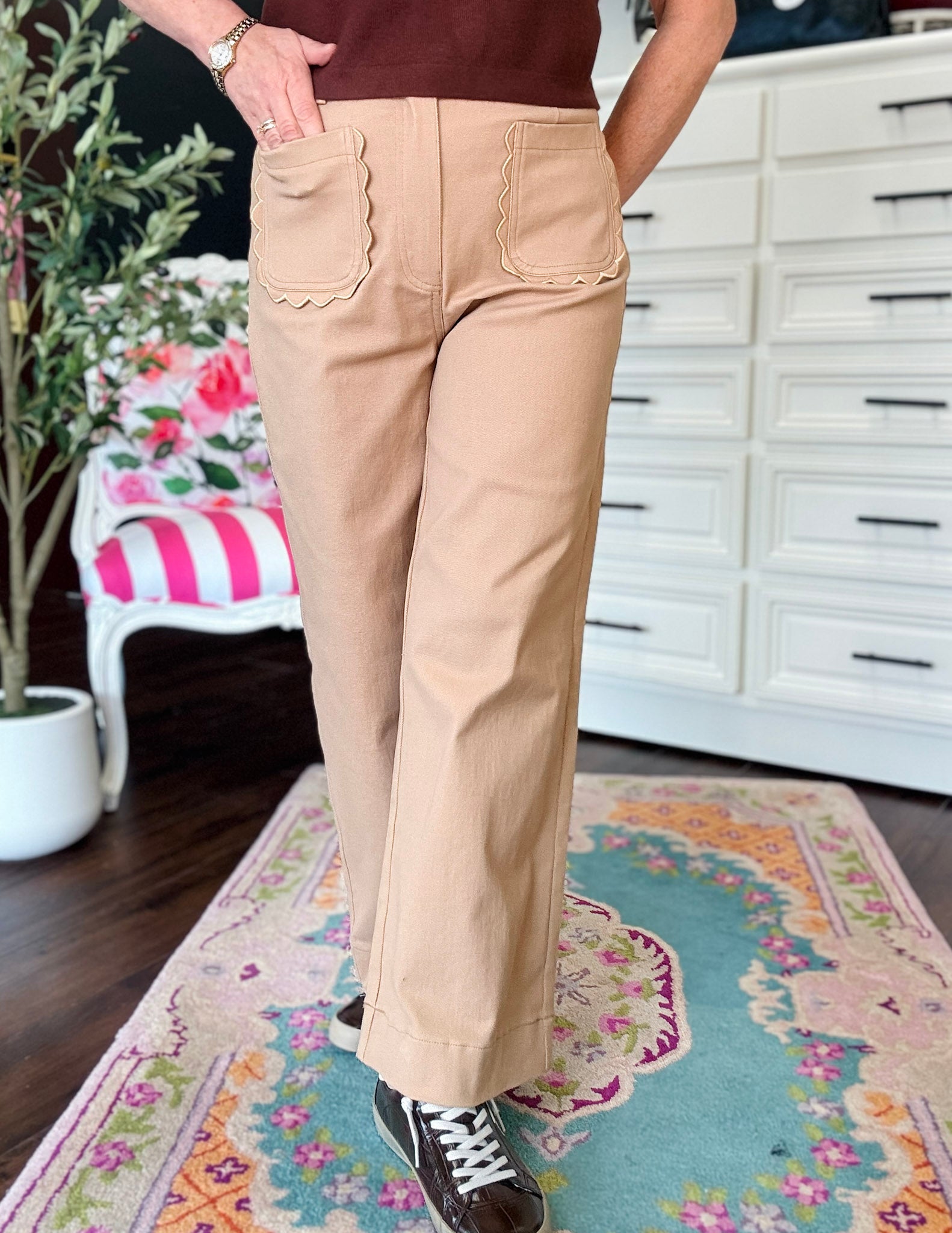 Gingerbread Trim Pant - Camel