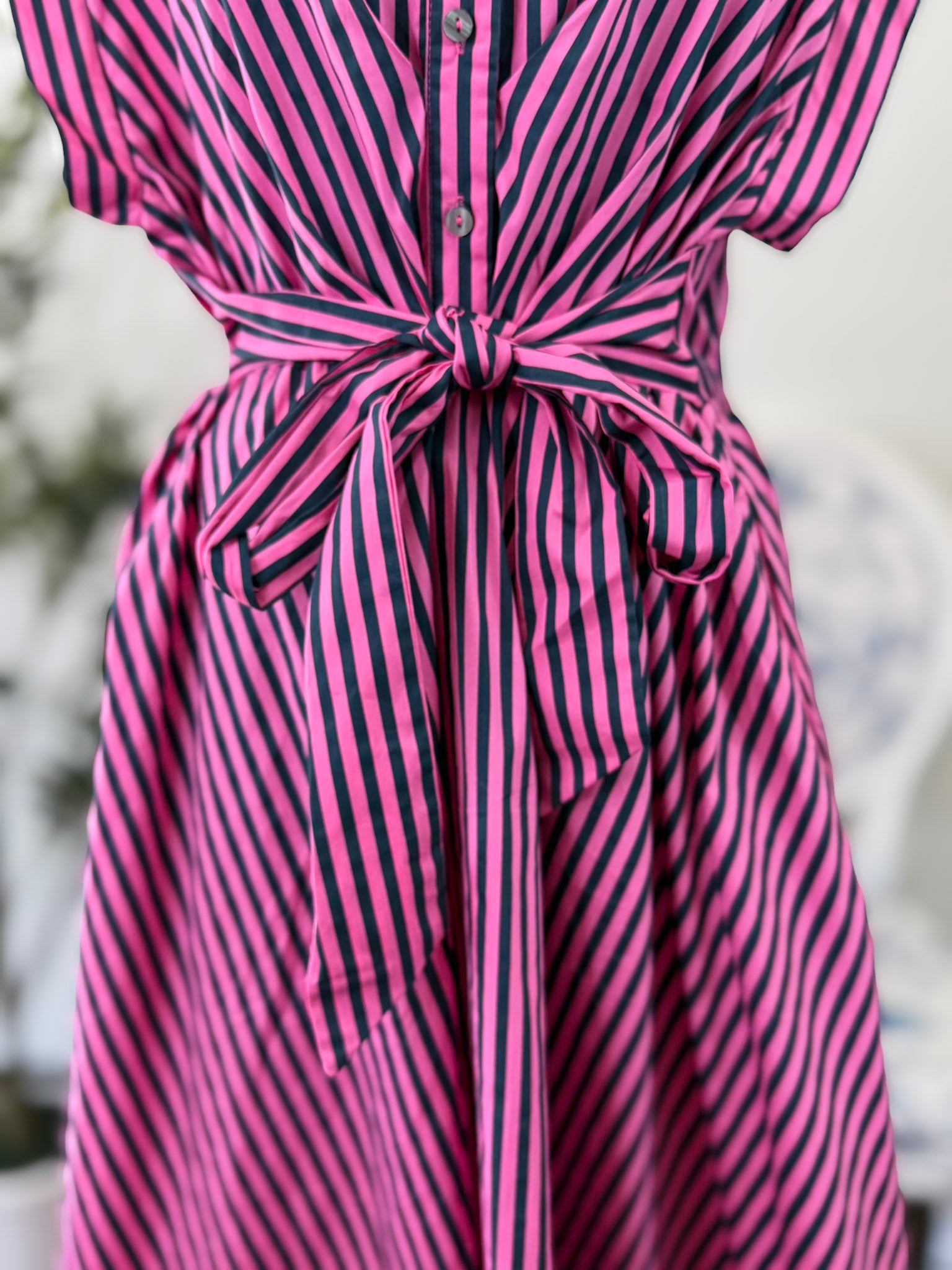 [Plus] Pink Stripe Dress