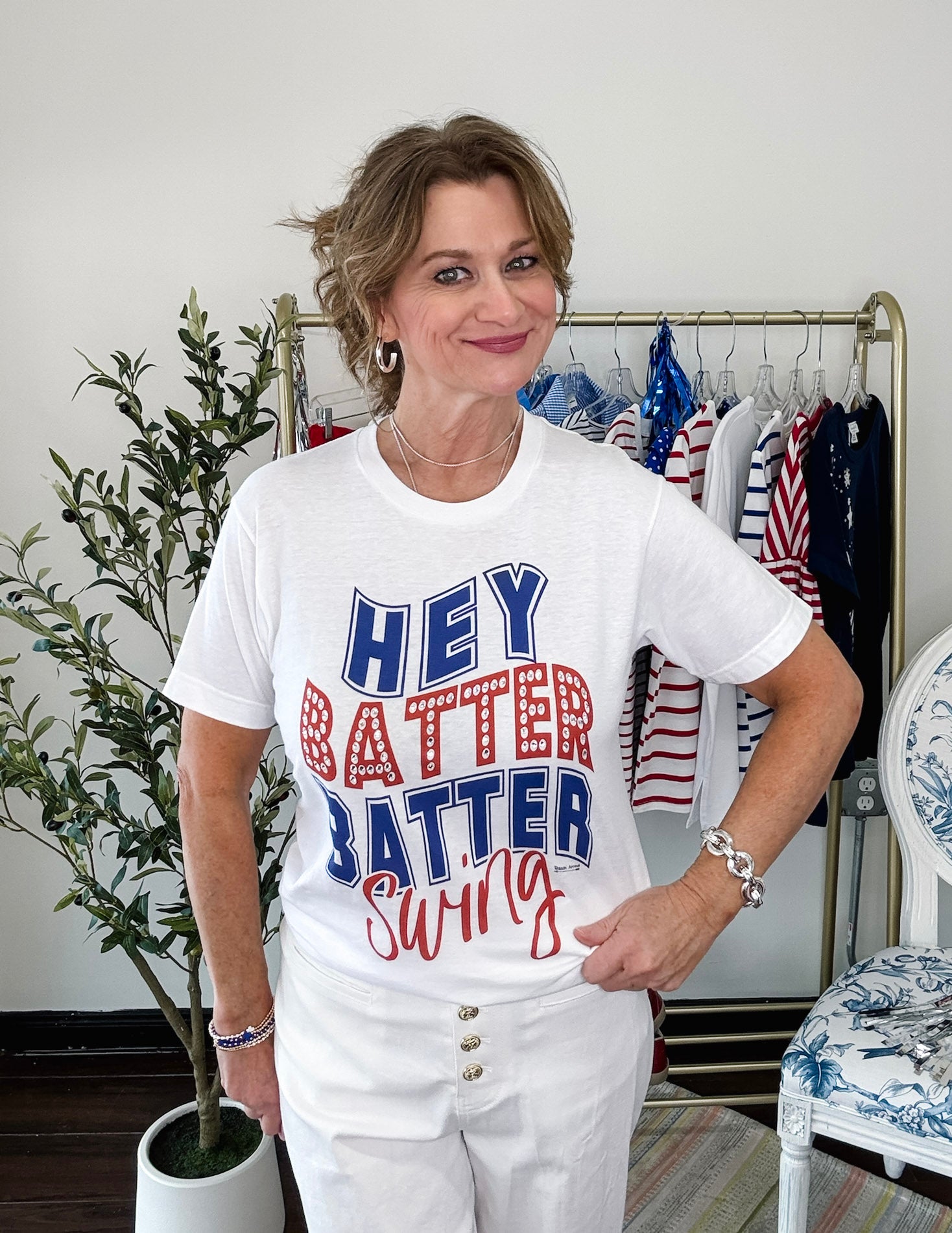 Hey Batter Batter Swing Top - White