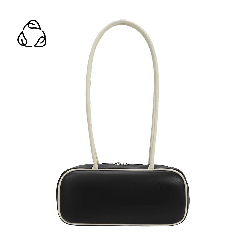 Micaela Vegan Leather Shoulder Bag- Black