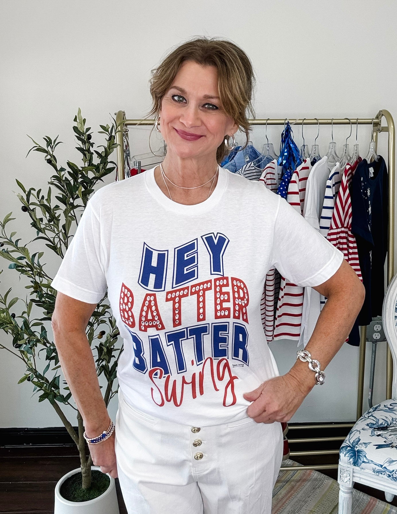 Hey Batter Batter Swing Top - White