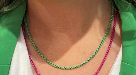 Mini Bright Box Chain Necklace-Green