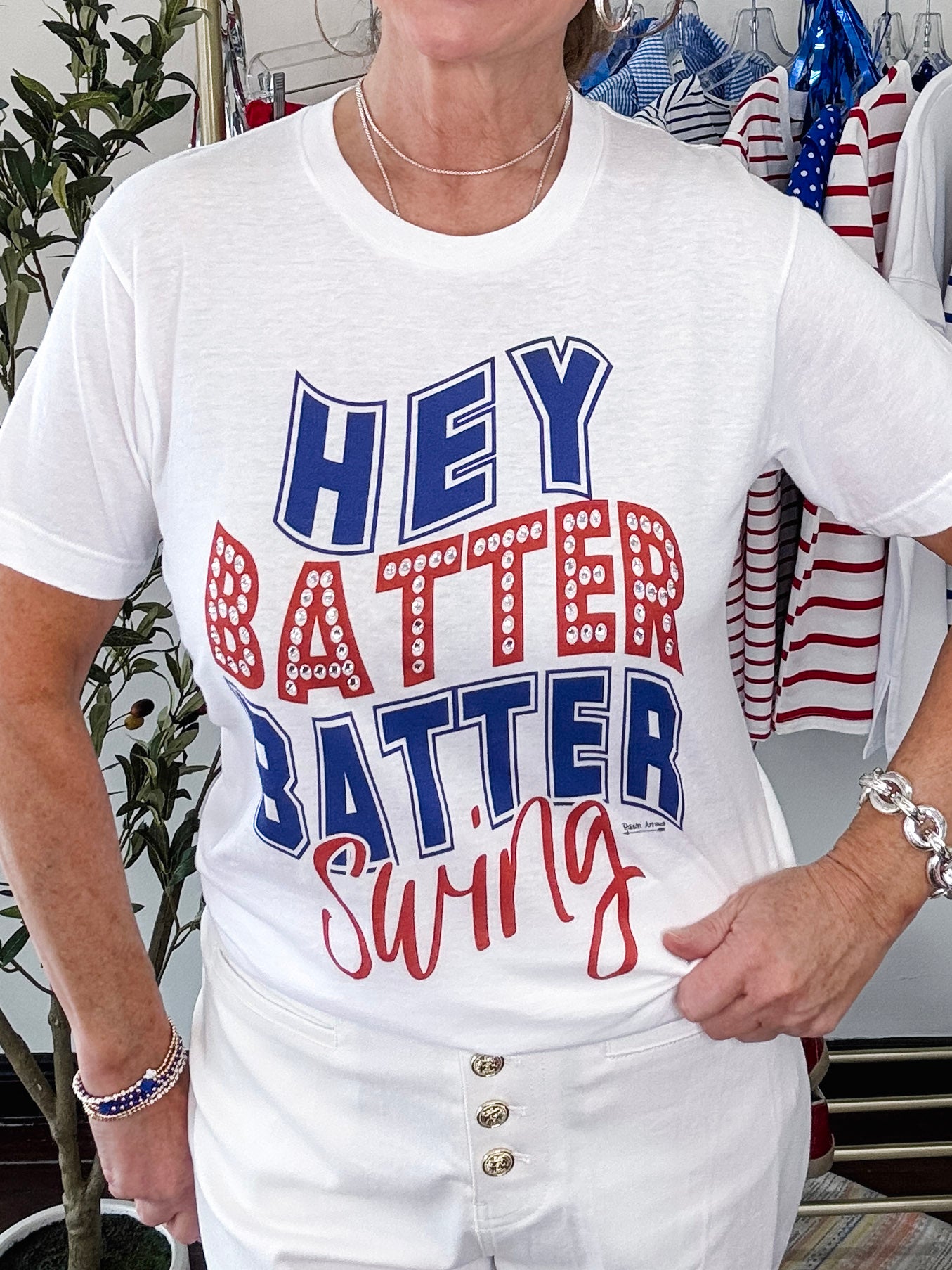 Hey Batter Batter Swing Top - White