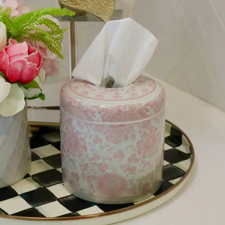 The Rosie Tissue Vessel - Pink & White Floral