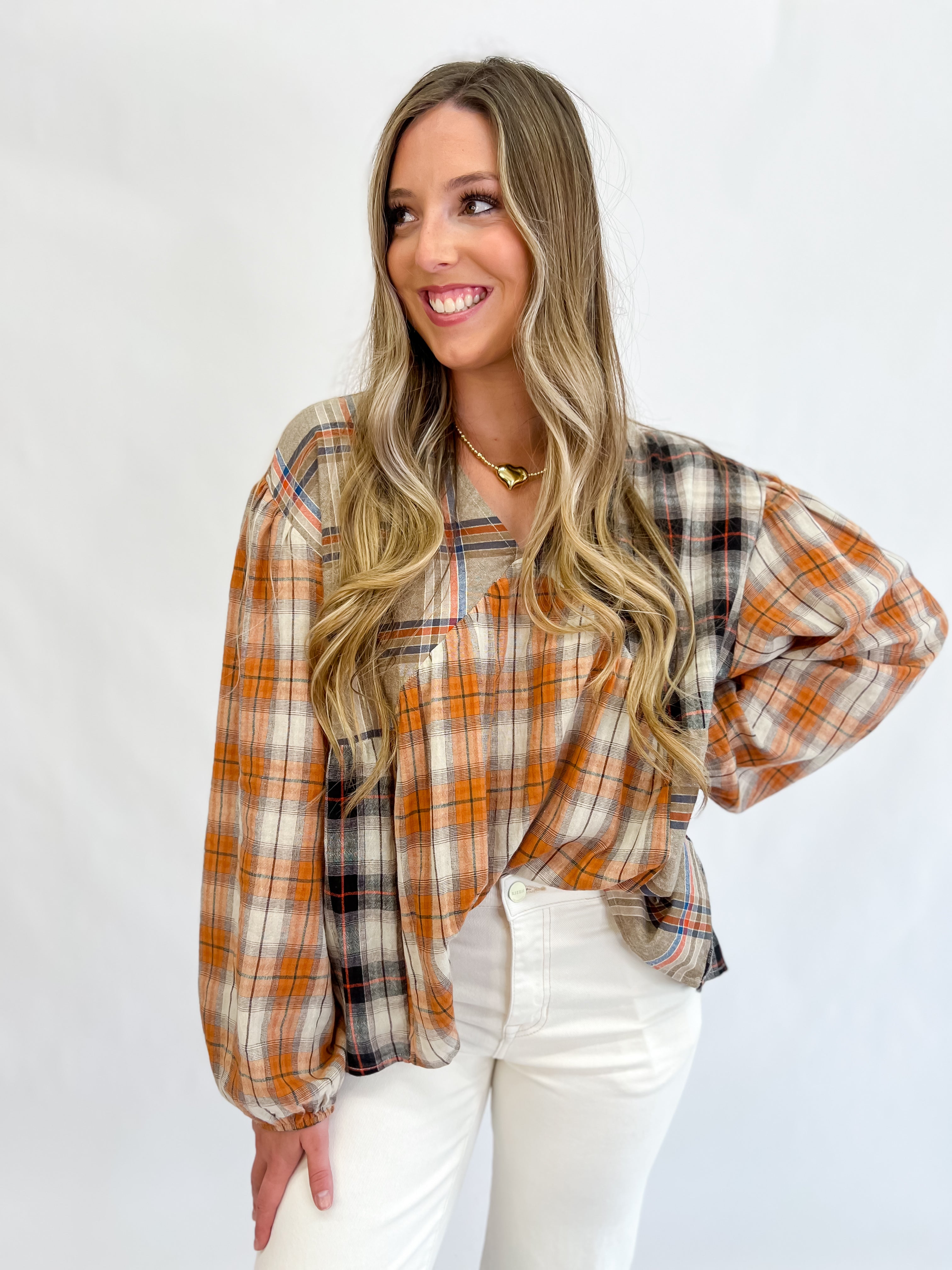 Lounge in Plaid Babydoll Top - Coffee Latte