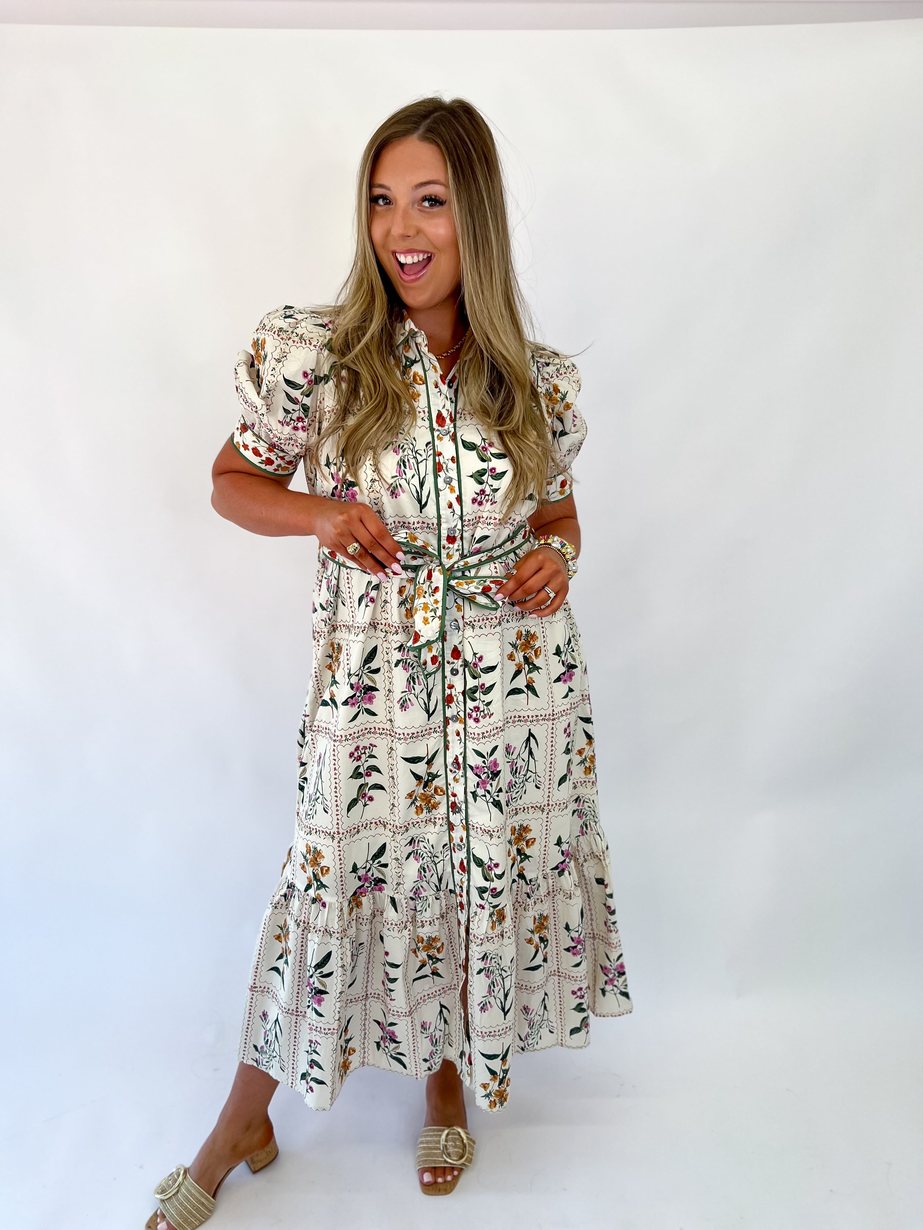 Cottage Charm Floral Midi Dress