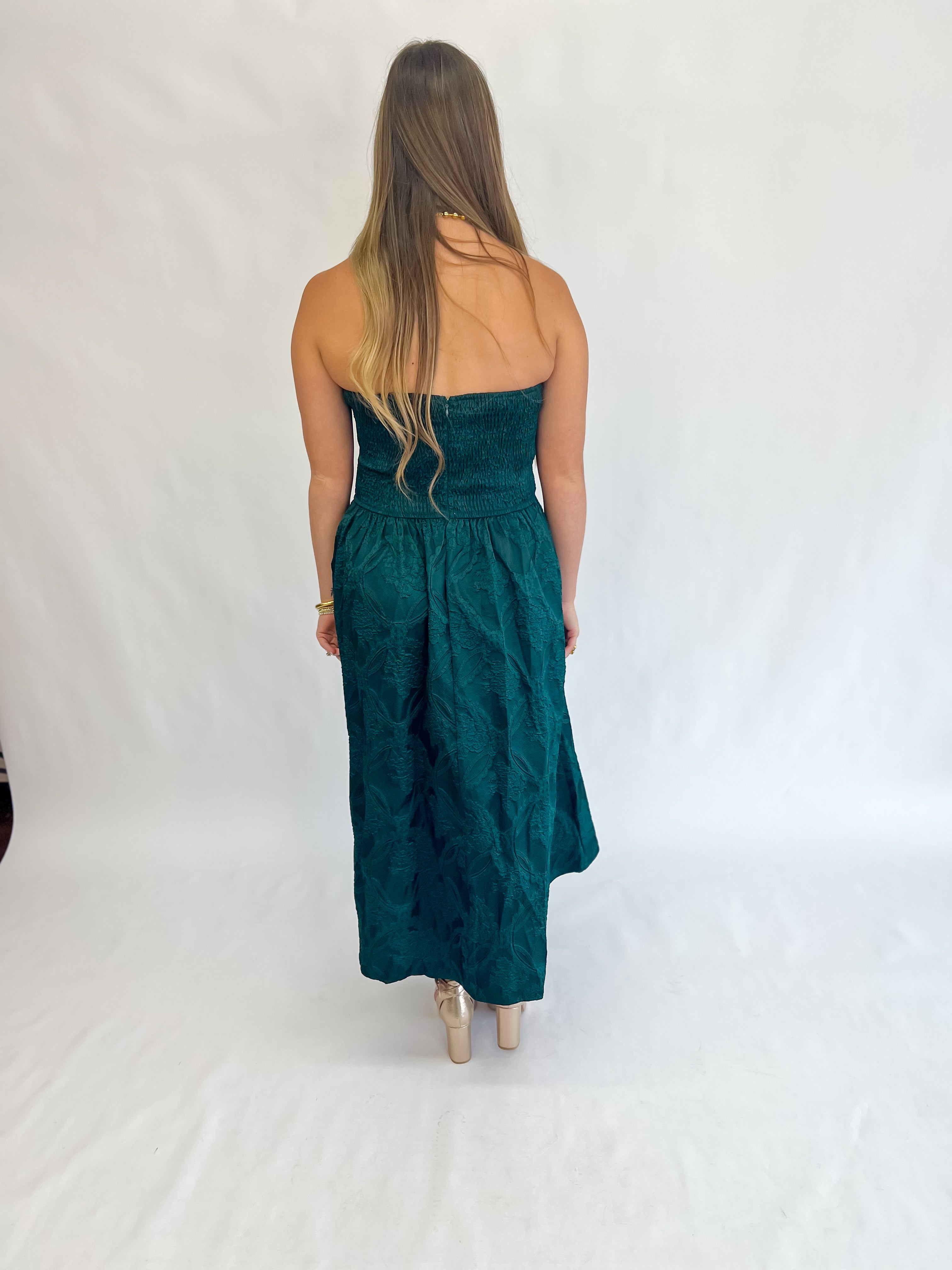 [Entro] Gorgeous Green Strapless Midi Dress