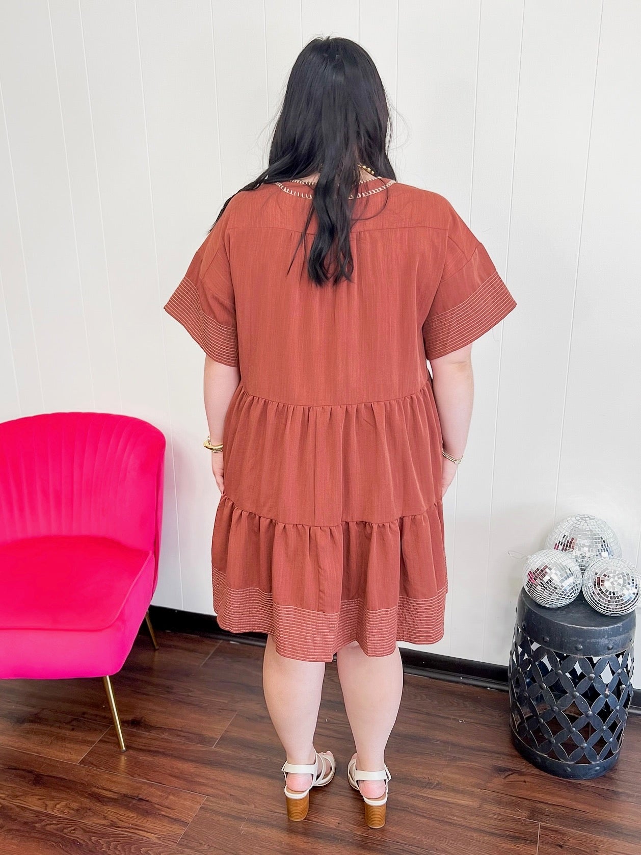 [Entro] Plus Amy Tiered Pocket Mini Dress