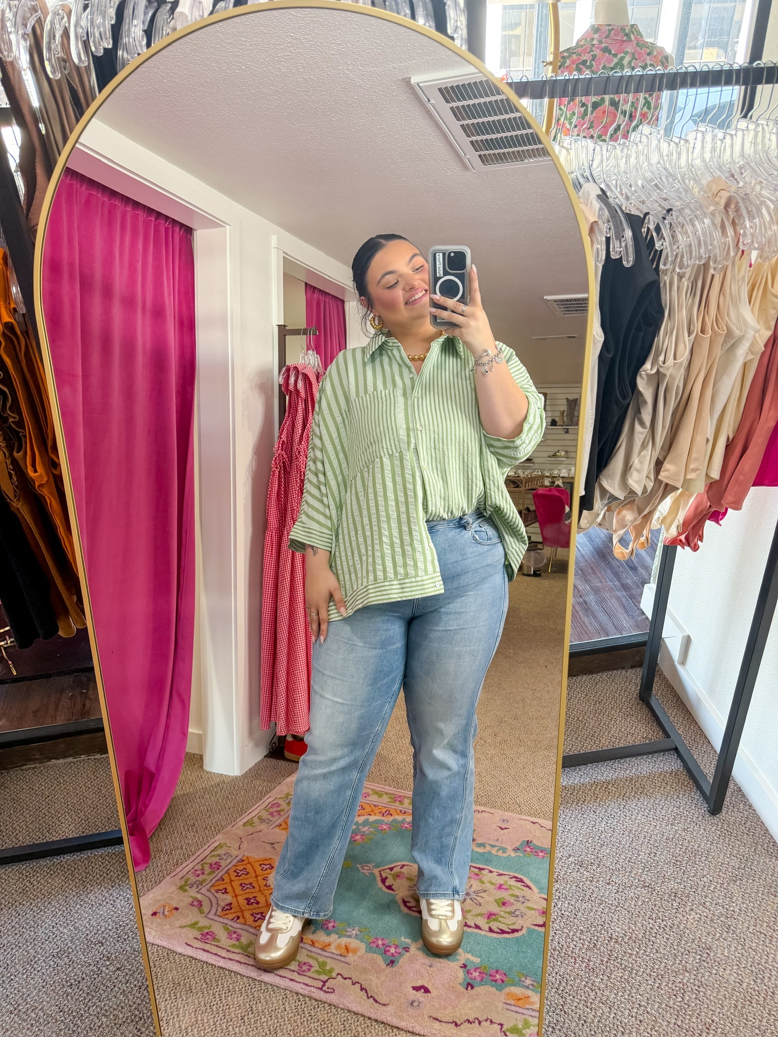 Willow Scalloped Button Down Top - Sage