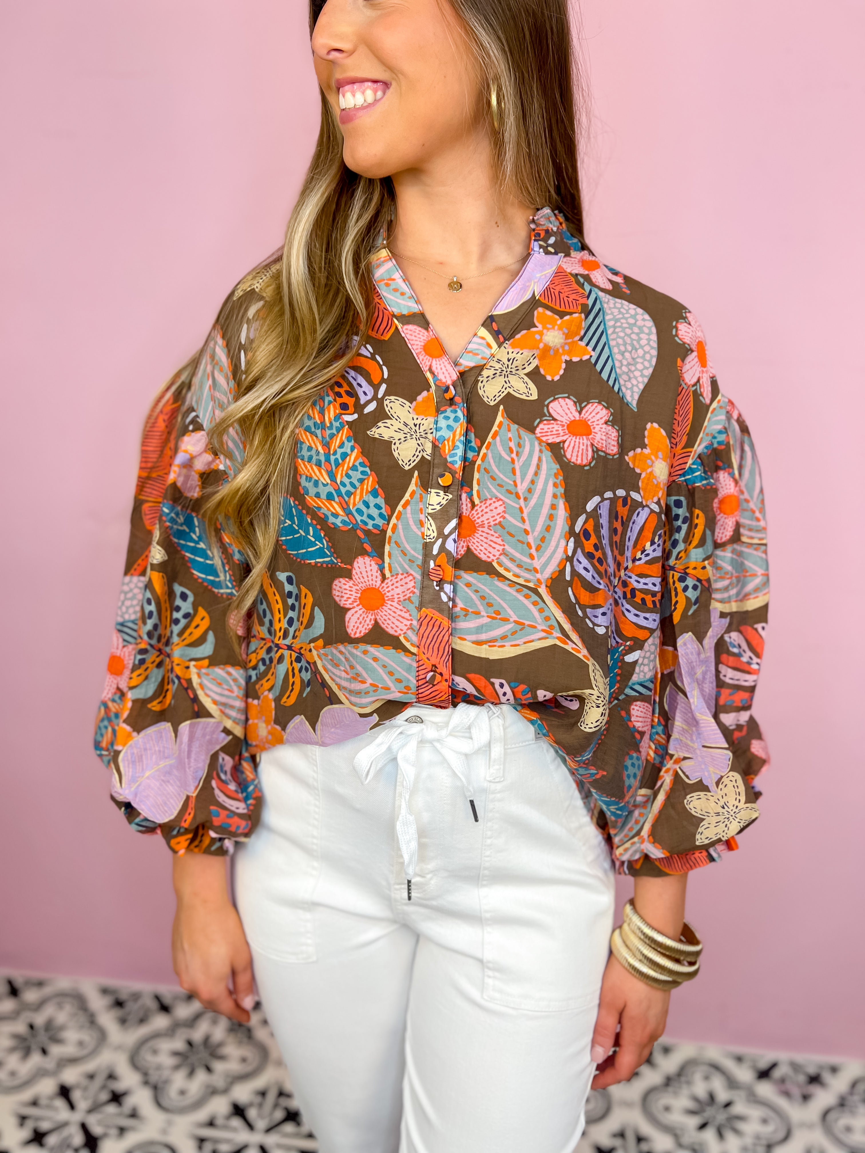 Brew Haven Puff Sleeve Blouse