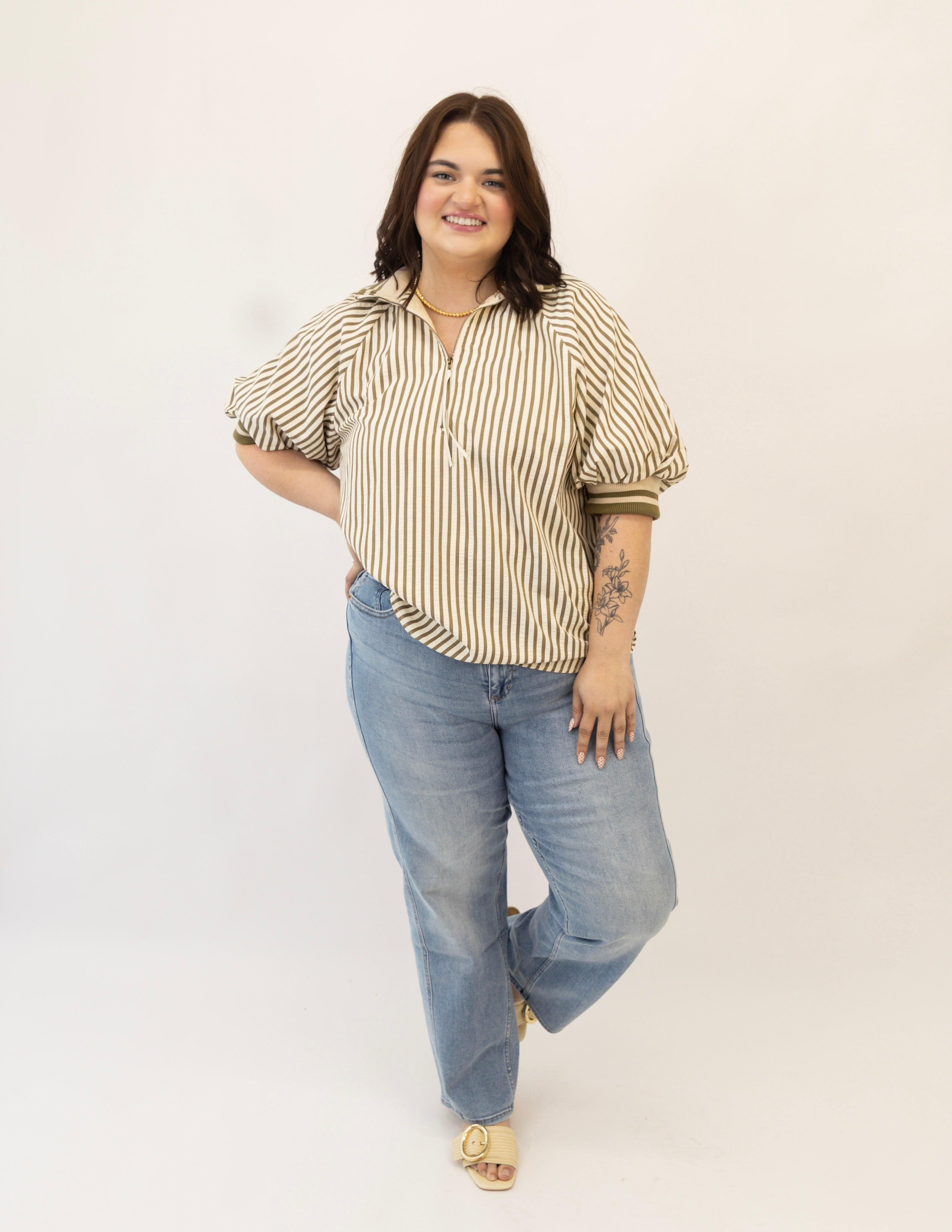 Fall Stroll Striped Top-Plus