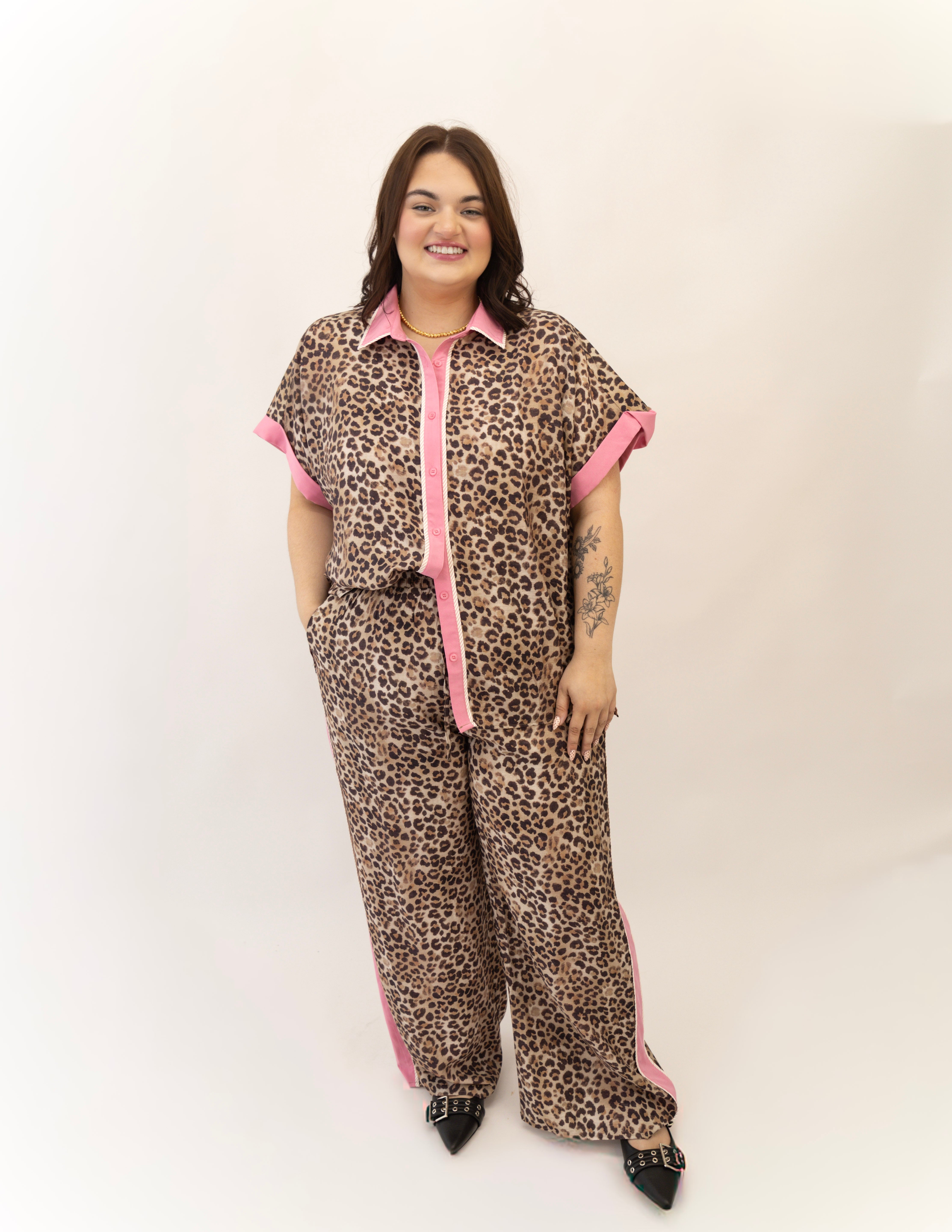 Plus Wild Side Leopard Luxe Top - Pink