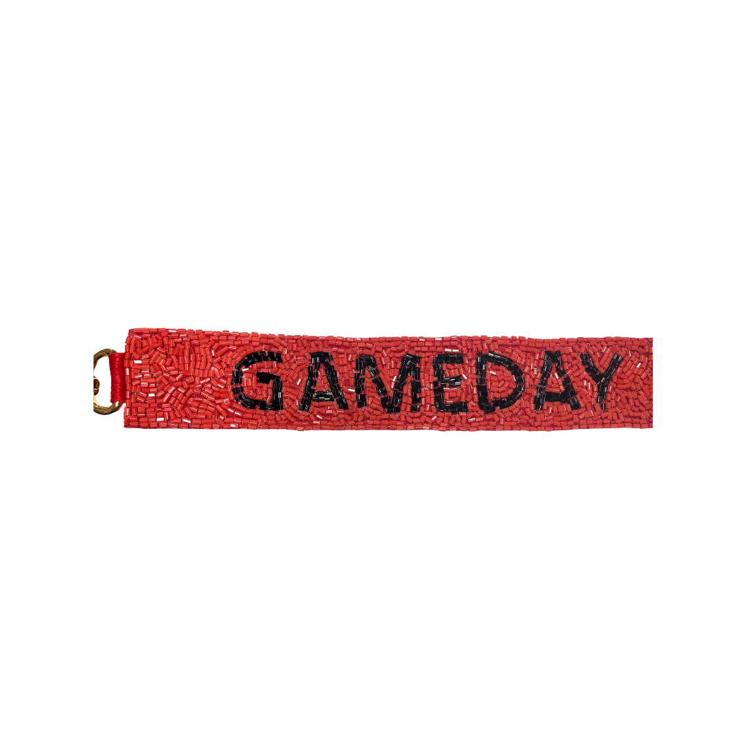 Game Day Beaded Purse Straps-Red/Black