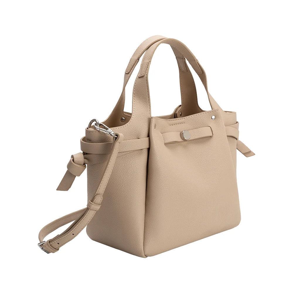 Avril Vegan Leather Top Handle Bag-Nude