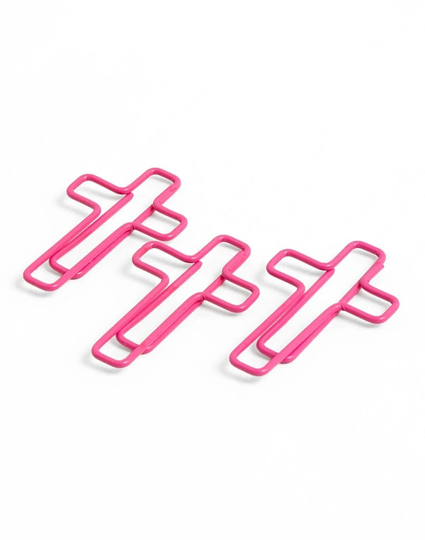 Hot Pink Cross Paper Clips