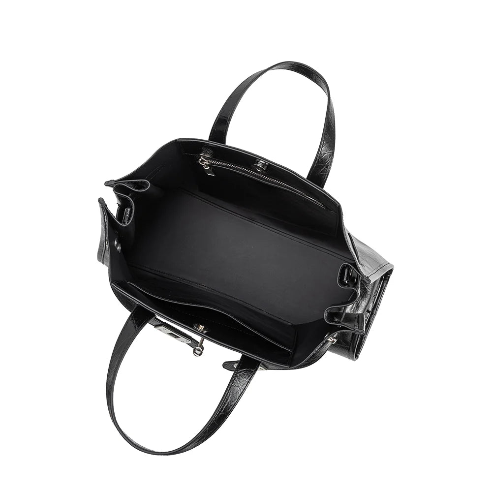 Sutton Vegan Leather Tote Bag-Black
