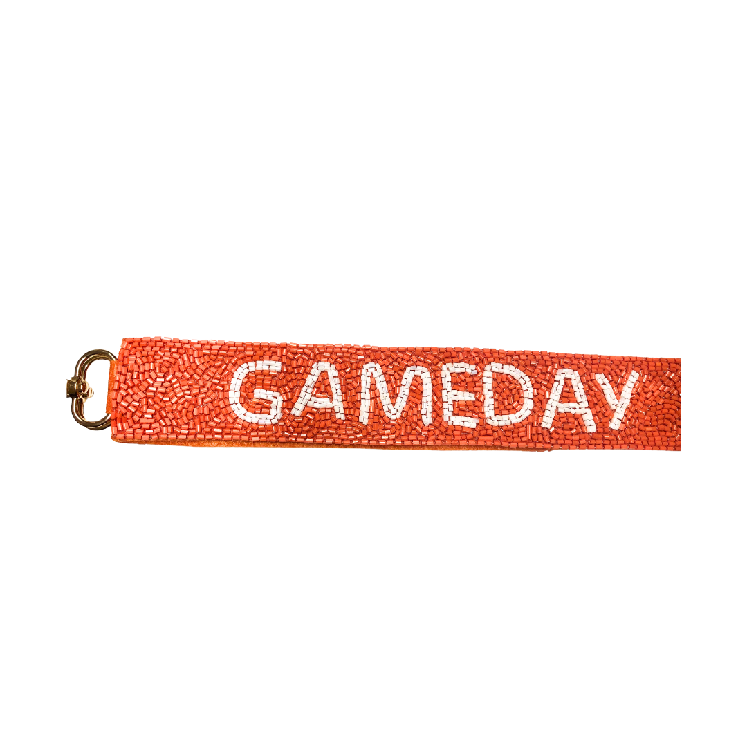 Game Day Beaded Purse Straps-Orange/White