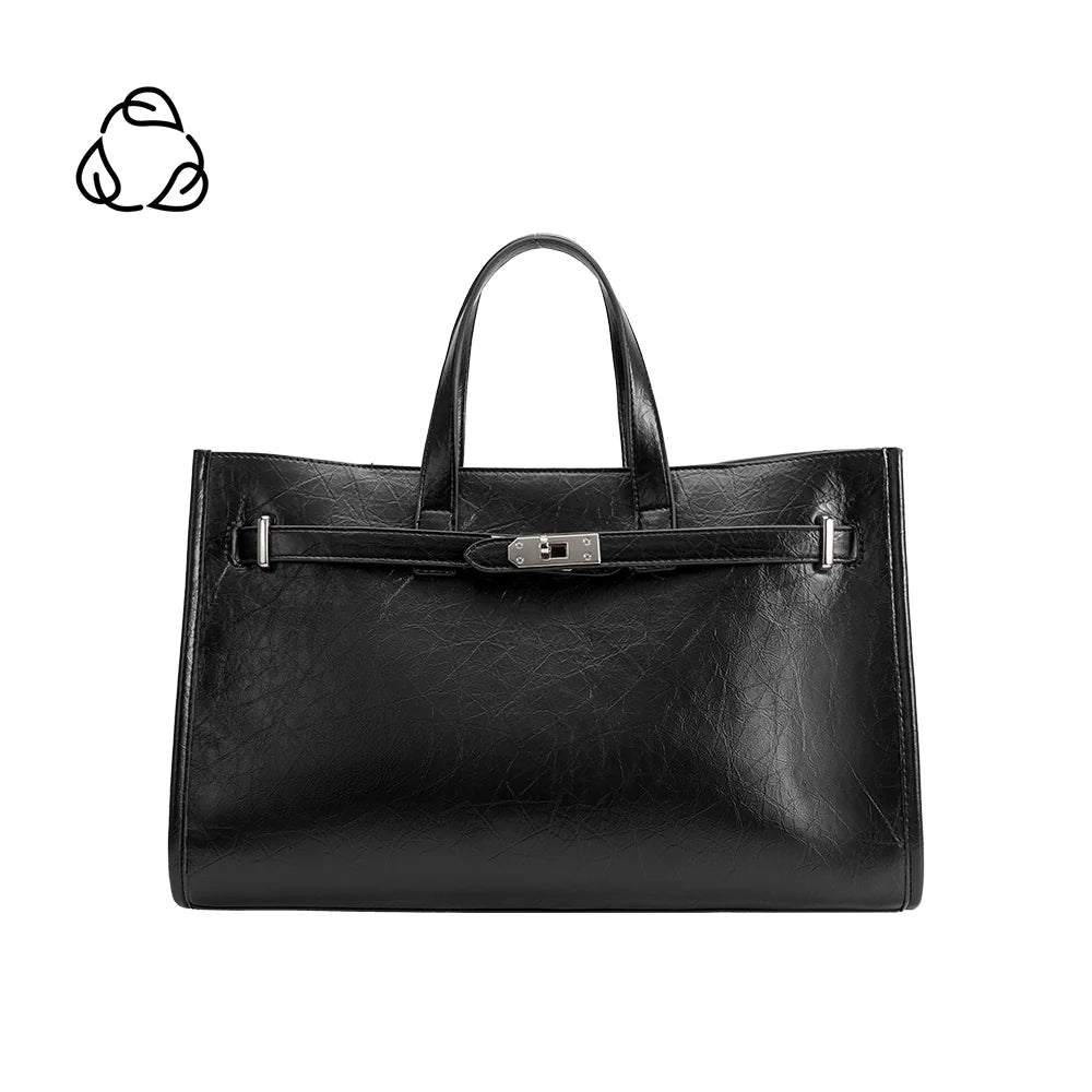 Sutton Vegan Leather Tote Bag-Black
