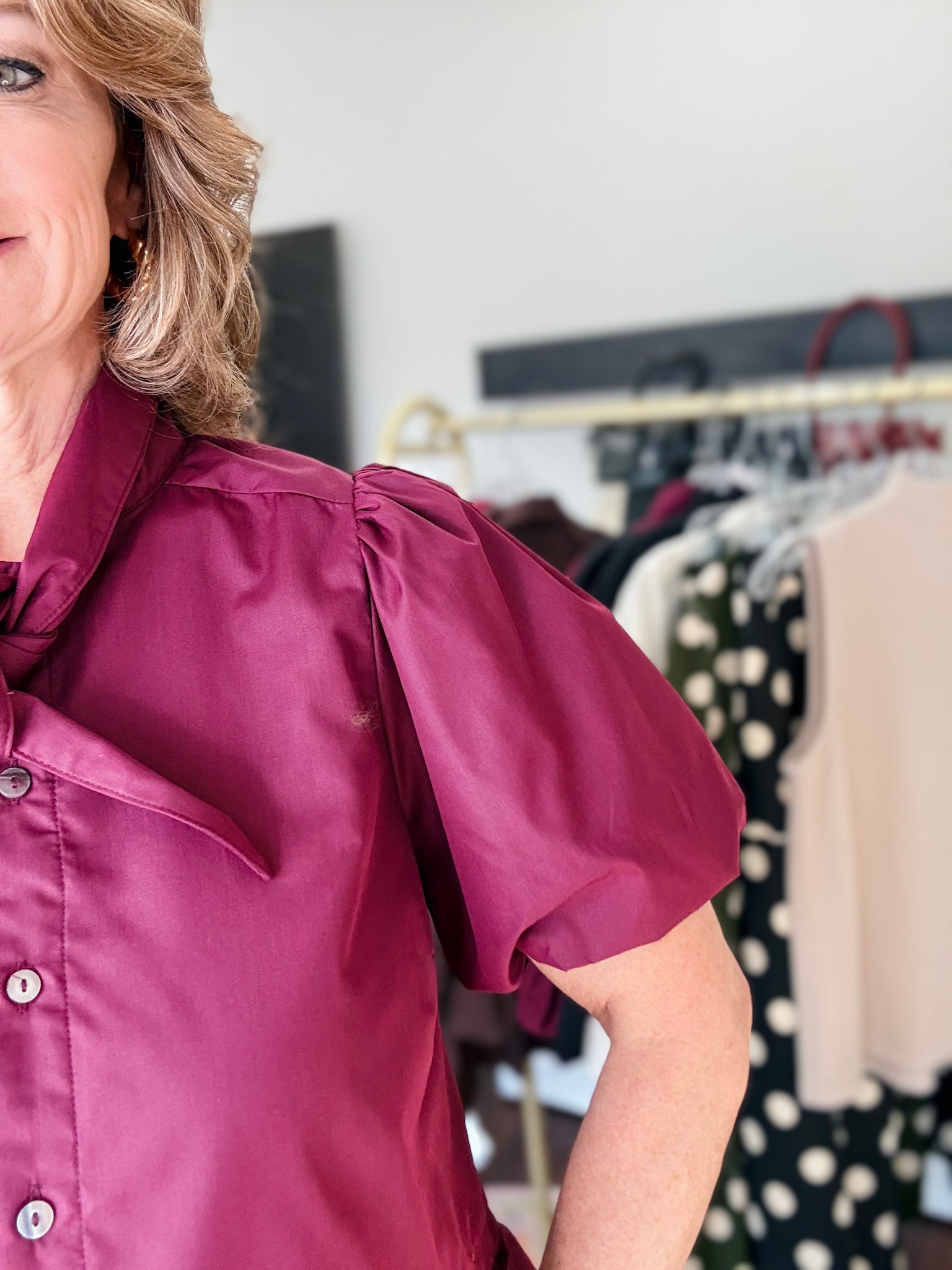 Classic Peplum Top - Burgundy