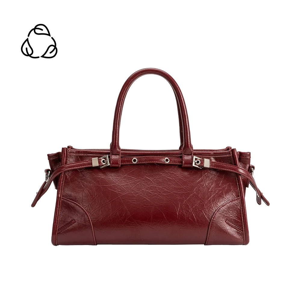 Rhonda Vegan Leather Top Handle Bag-Burgundy