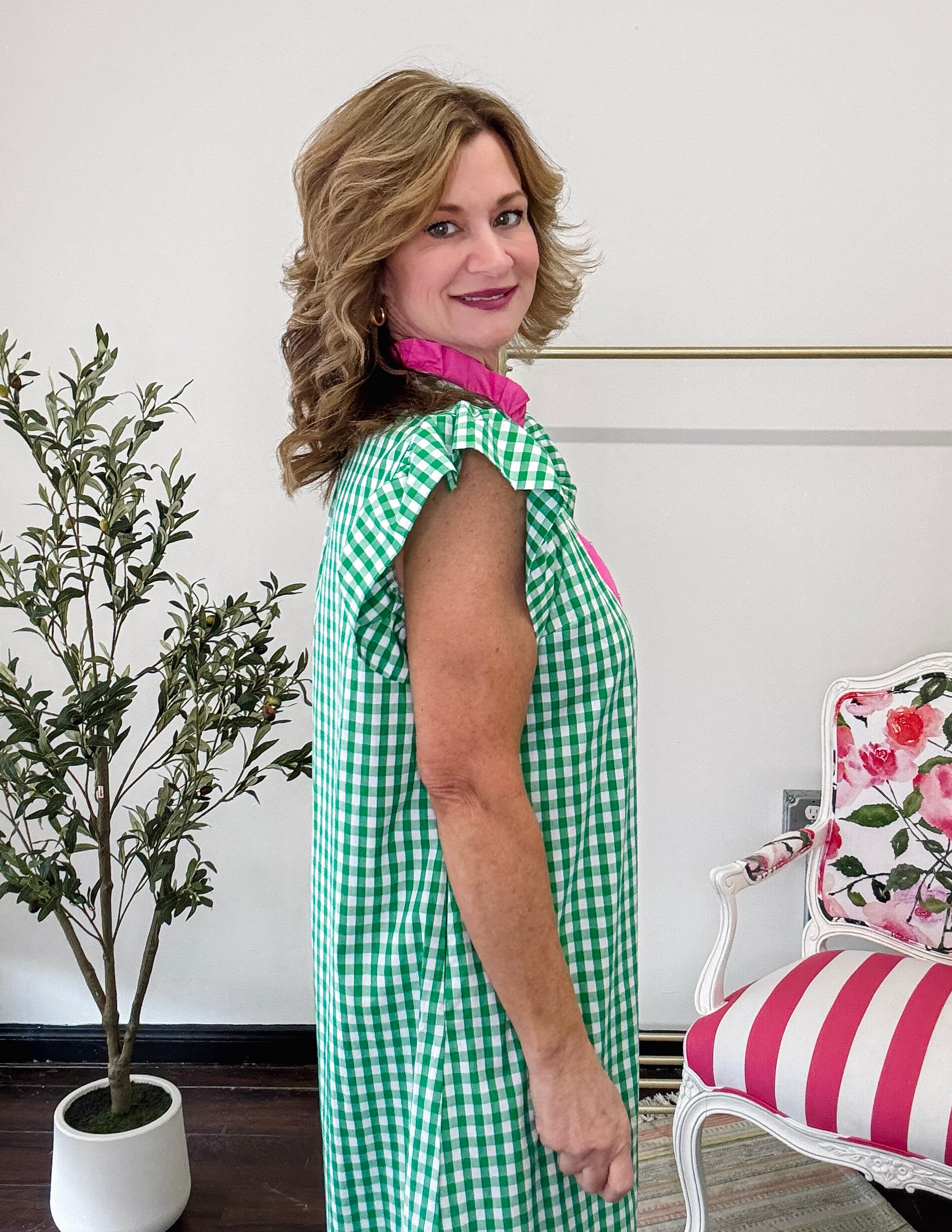 Southern Picnic Midi Dress - Green