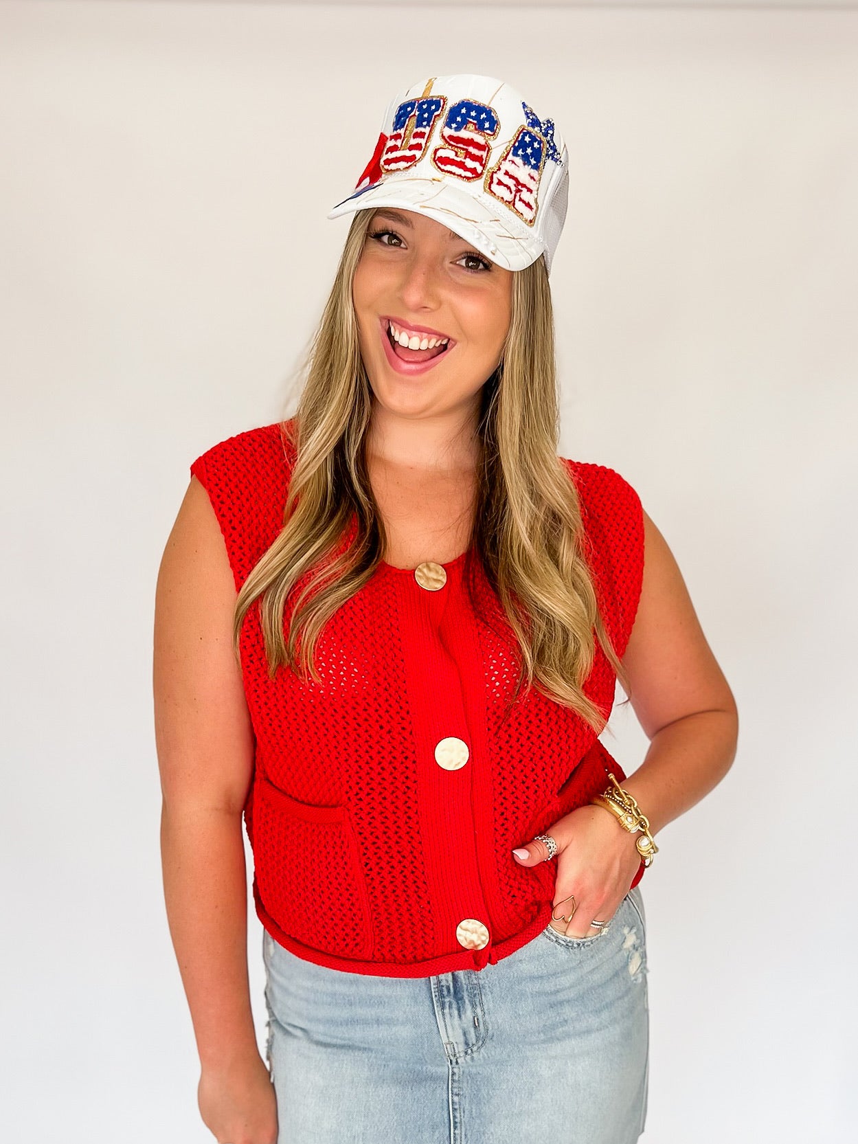 The Carmine Sweater Vest - Red