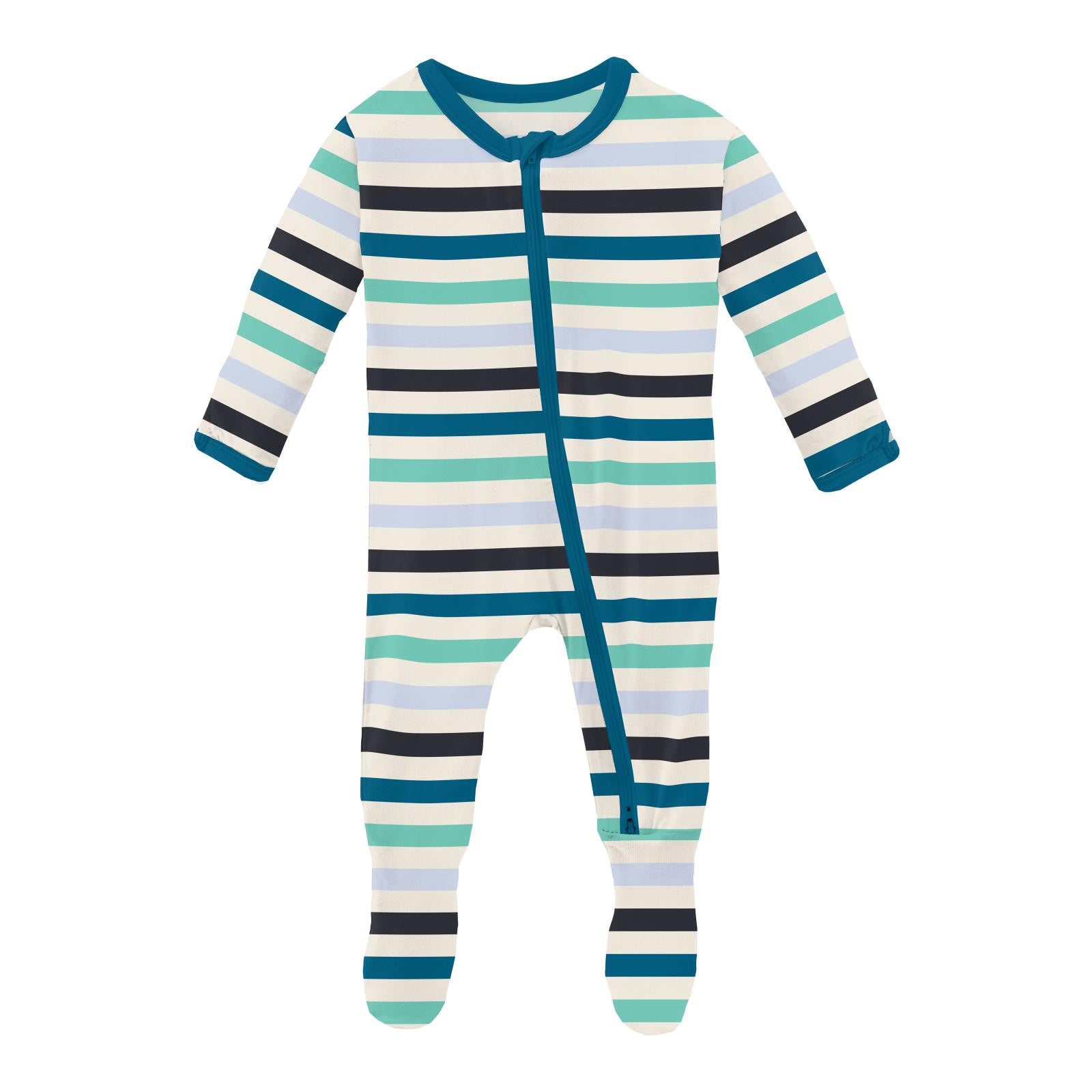Little Boy Blue Stripe-Footie With 2 Way Zipper