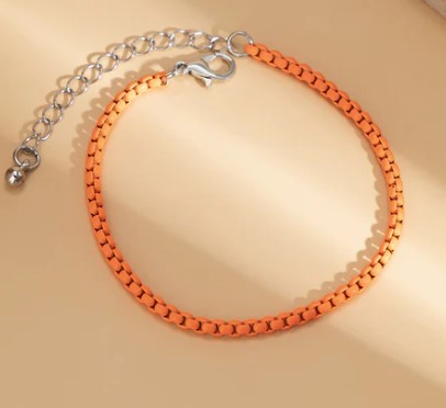 Mini Bright Box Chain Bracelet-Orange