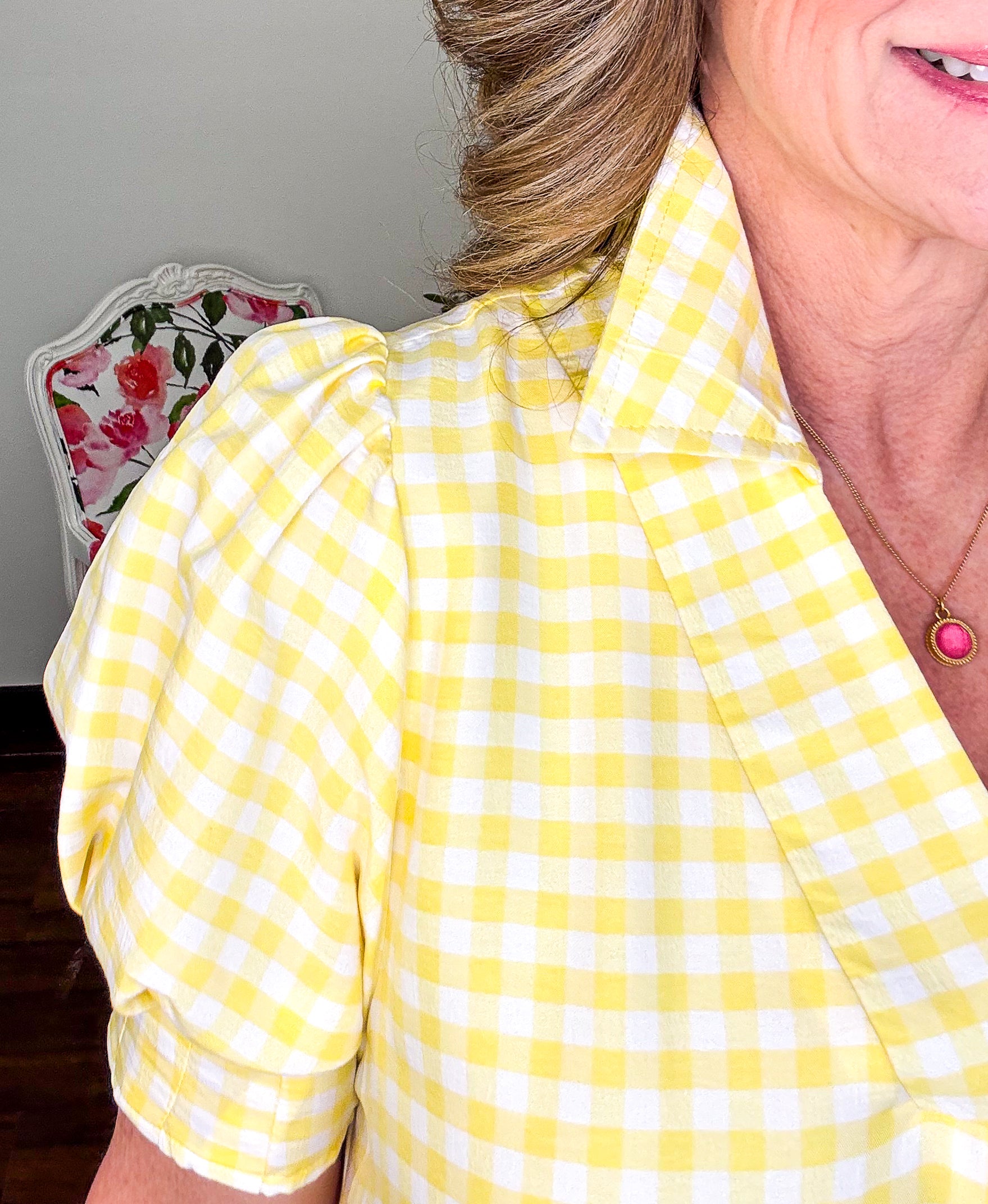 Nora Gingham Midi Dress - Lemon