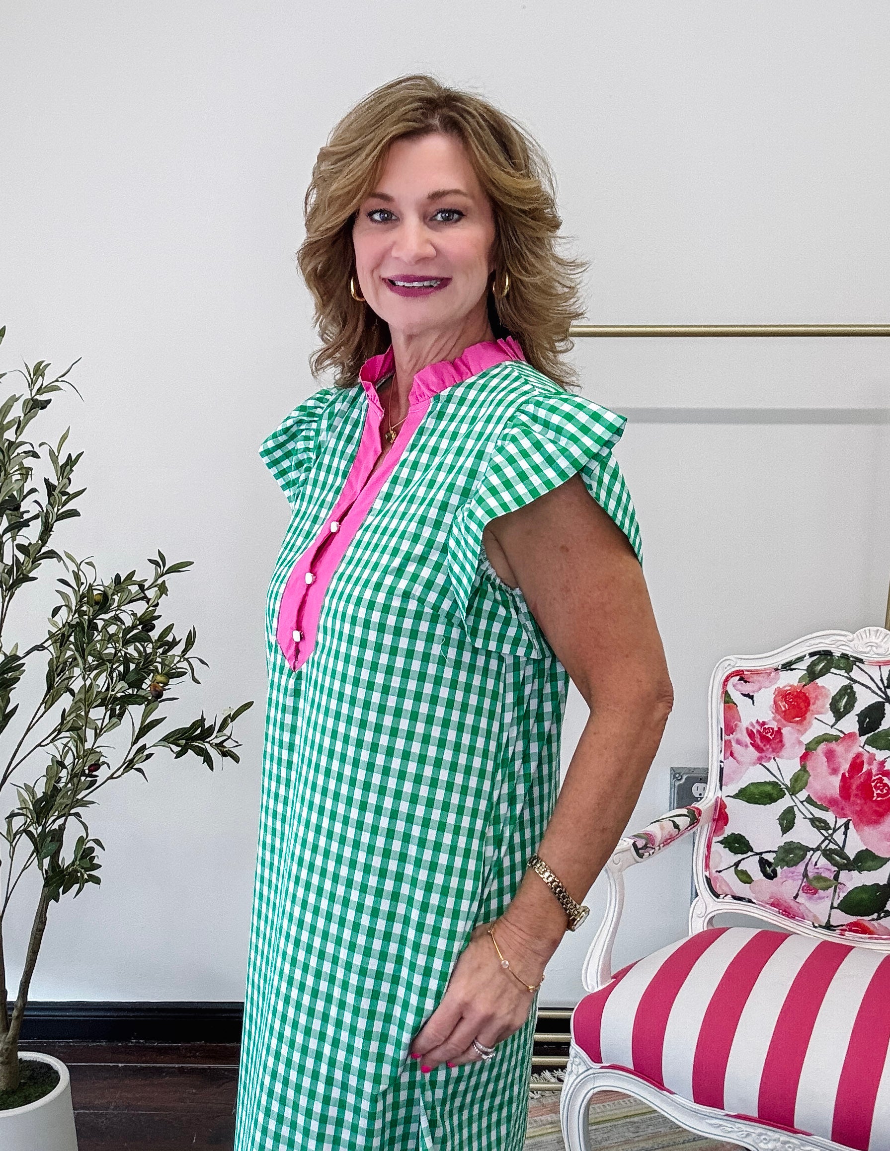 Southern Picnic Midi Dress - Green