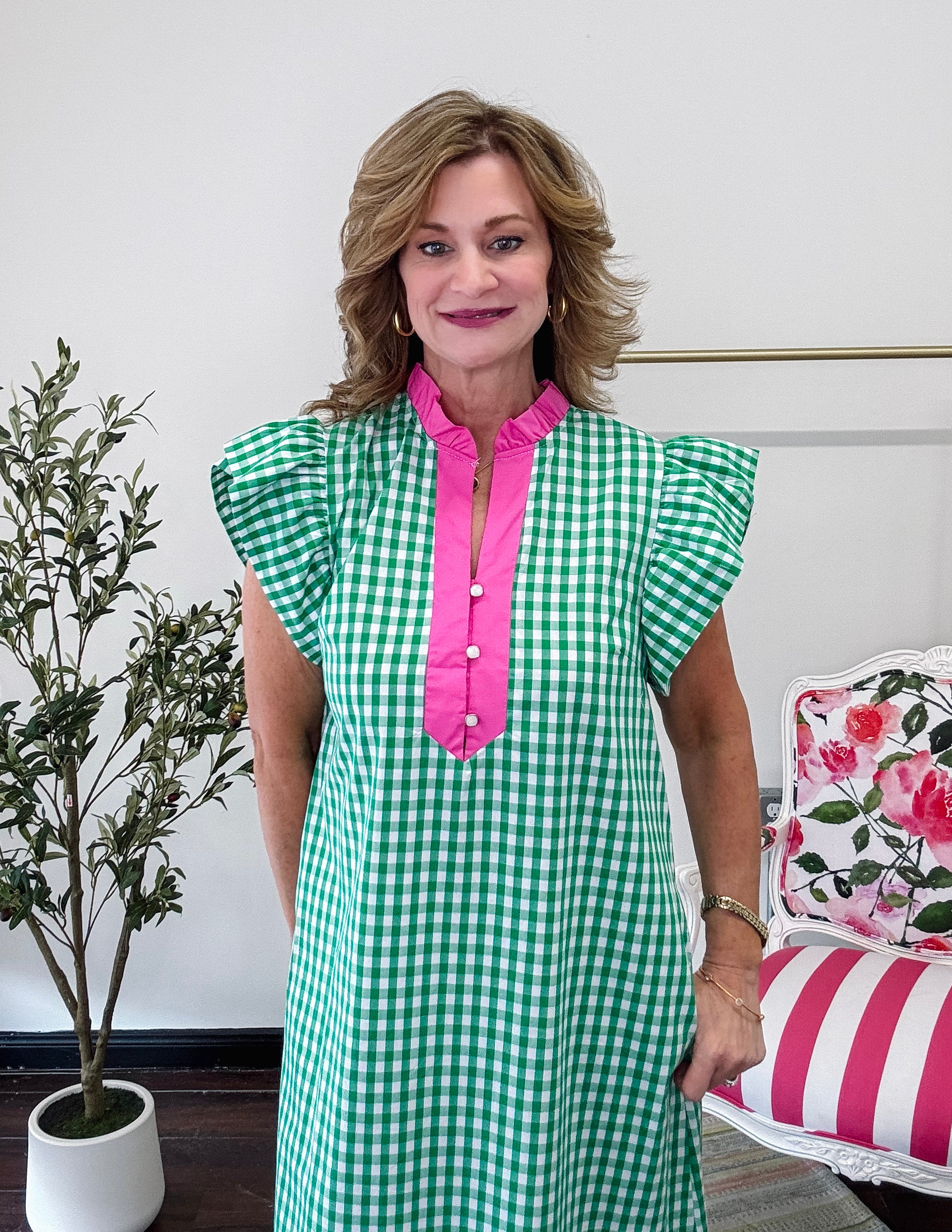 Southern Picnic Midi Dress - Green