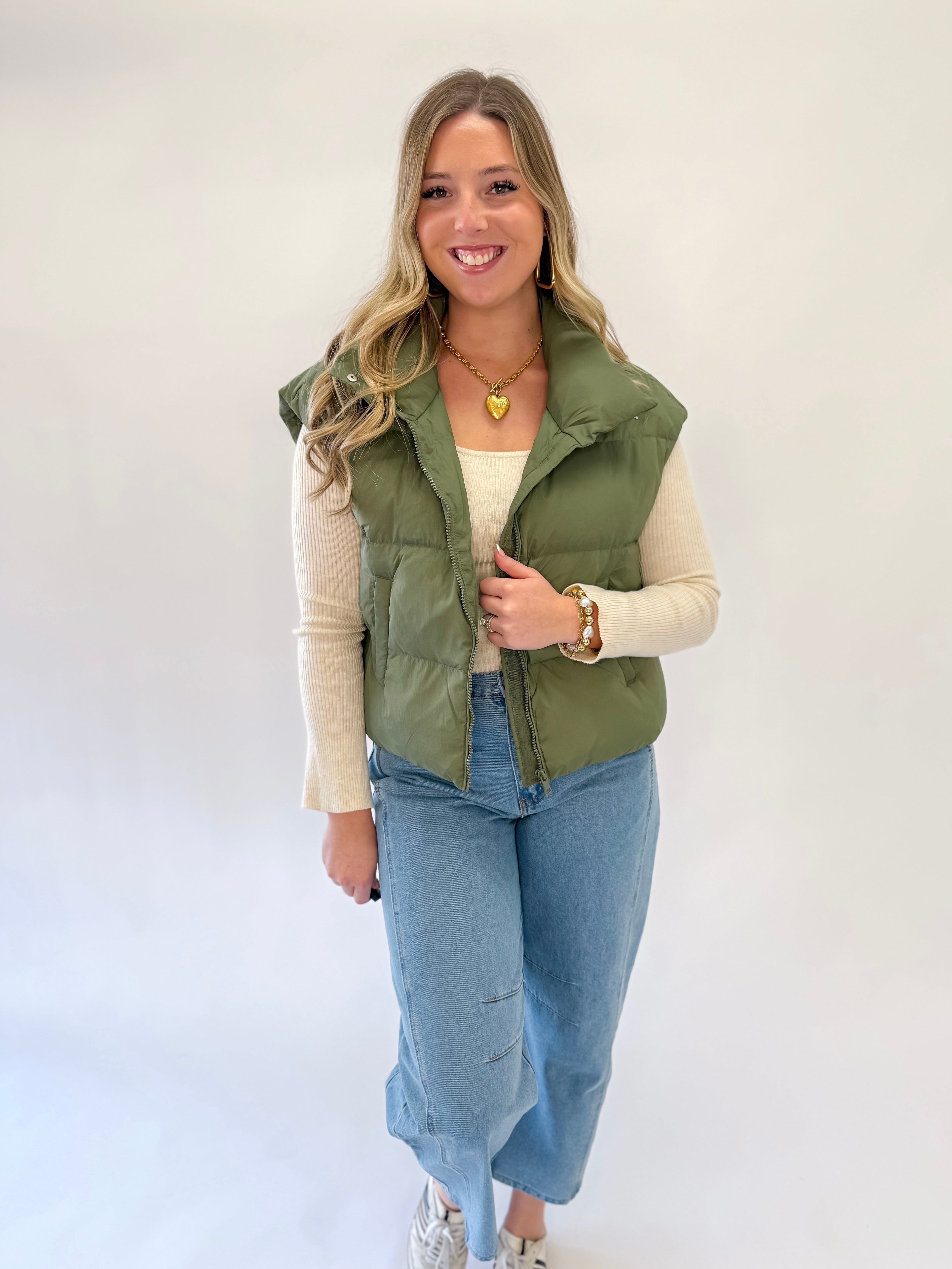 Jana Chunky Down Vest - Olive