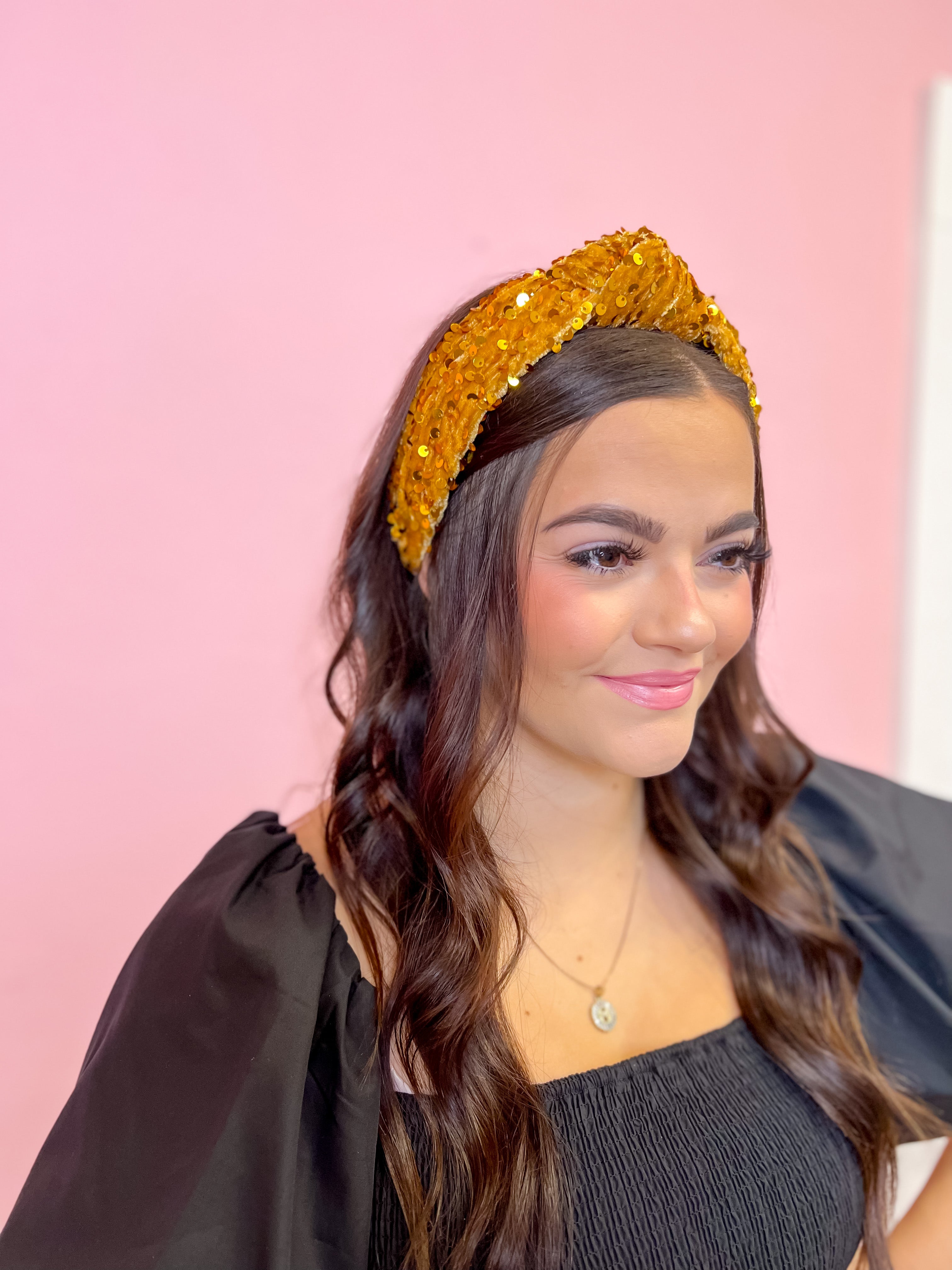 Gold Sequin Knotted Headband