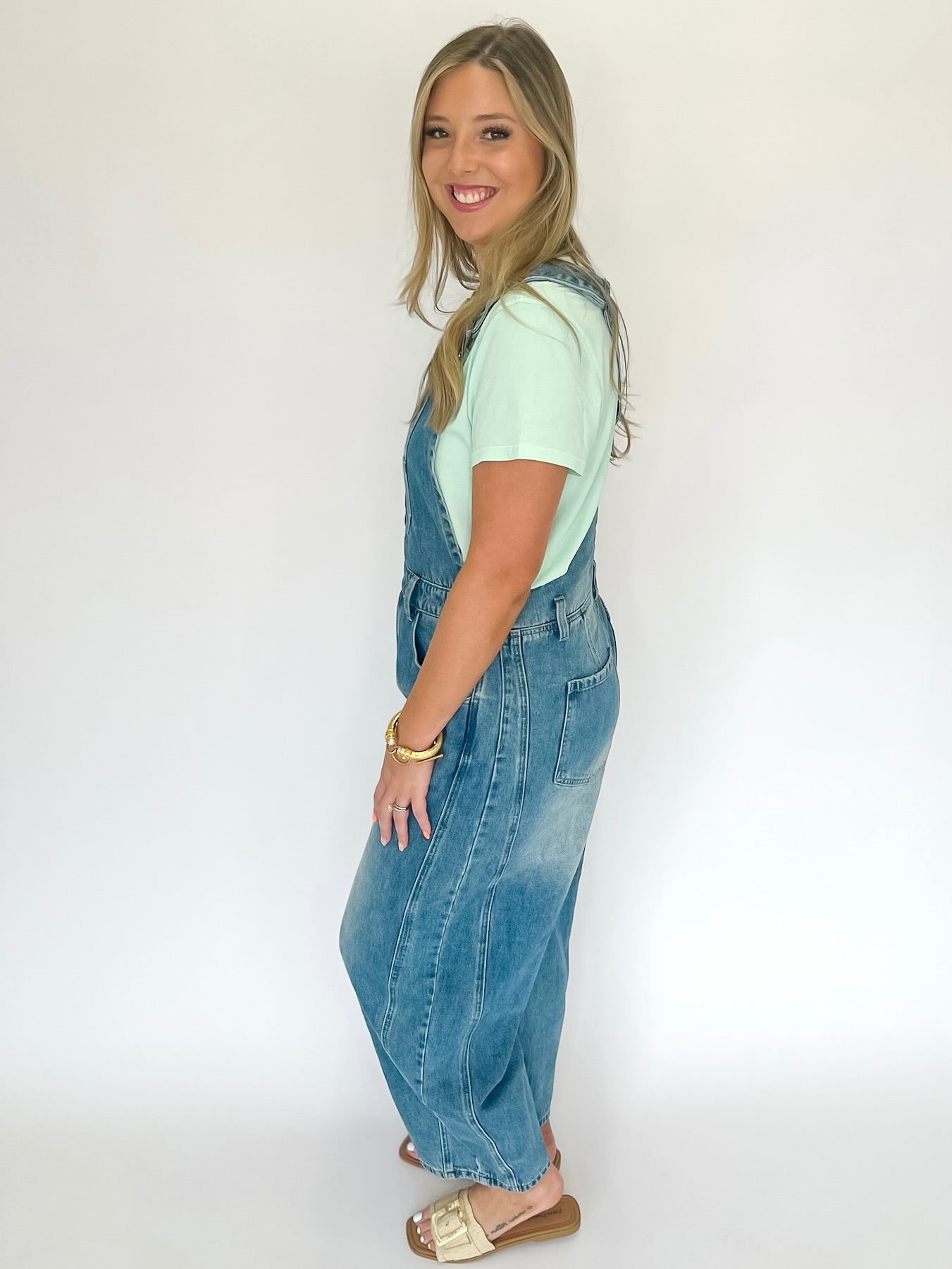 The Darcy Denim Barrel Overalls