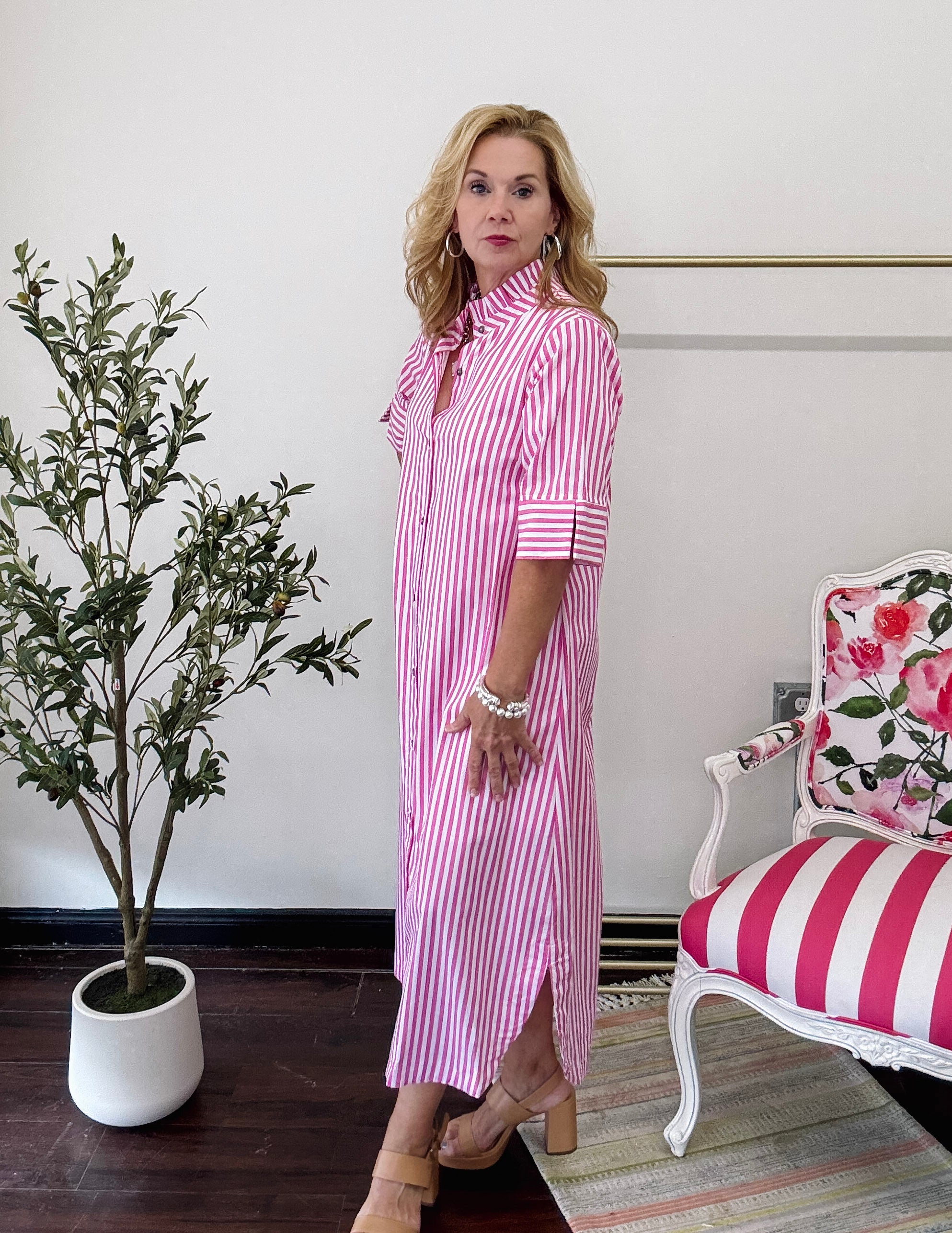 Candy Stripe Button Down Dress