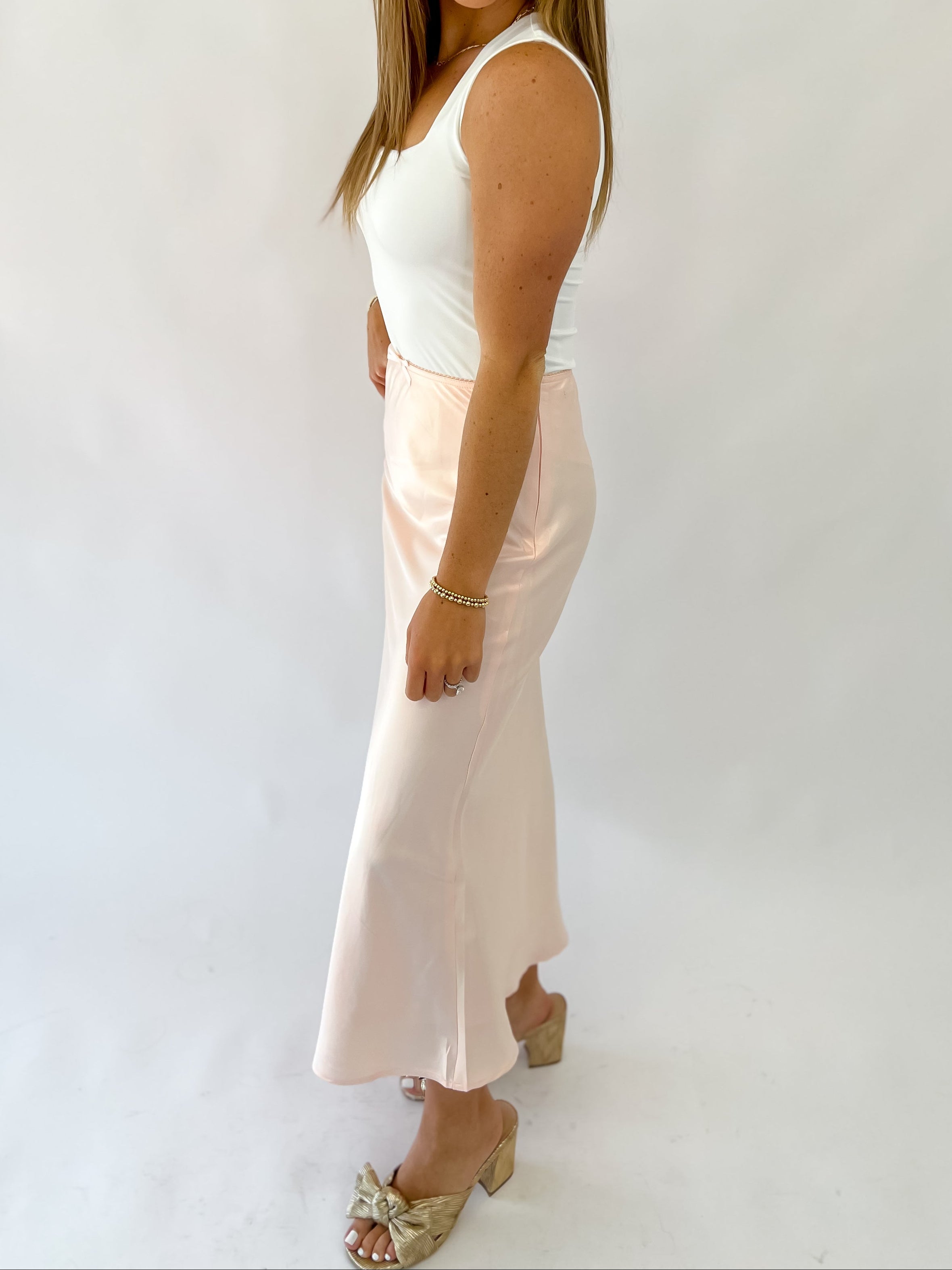 Soft Spoken Satin Skirt- Pink