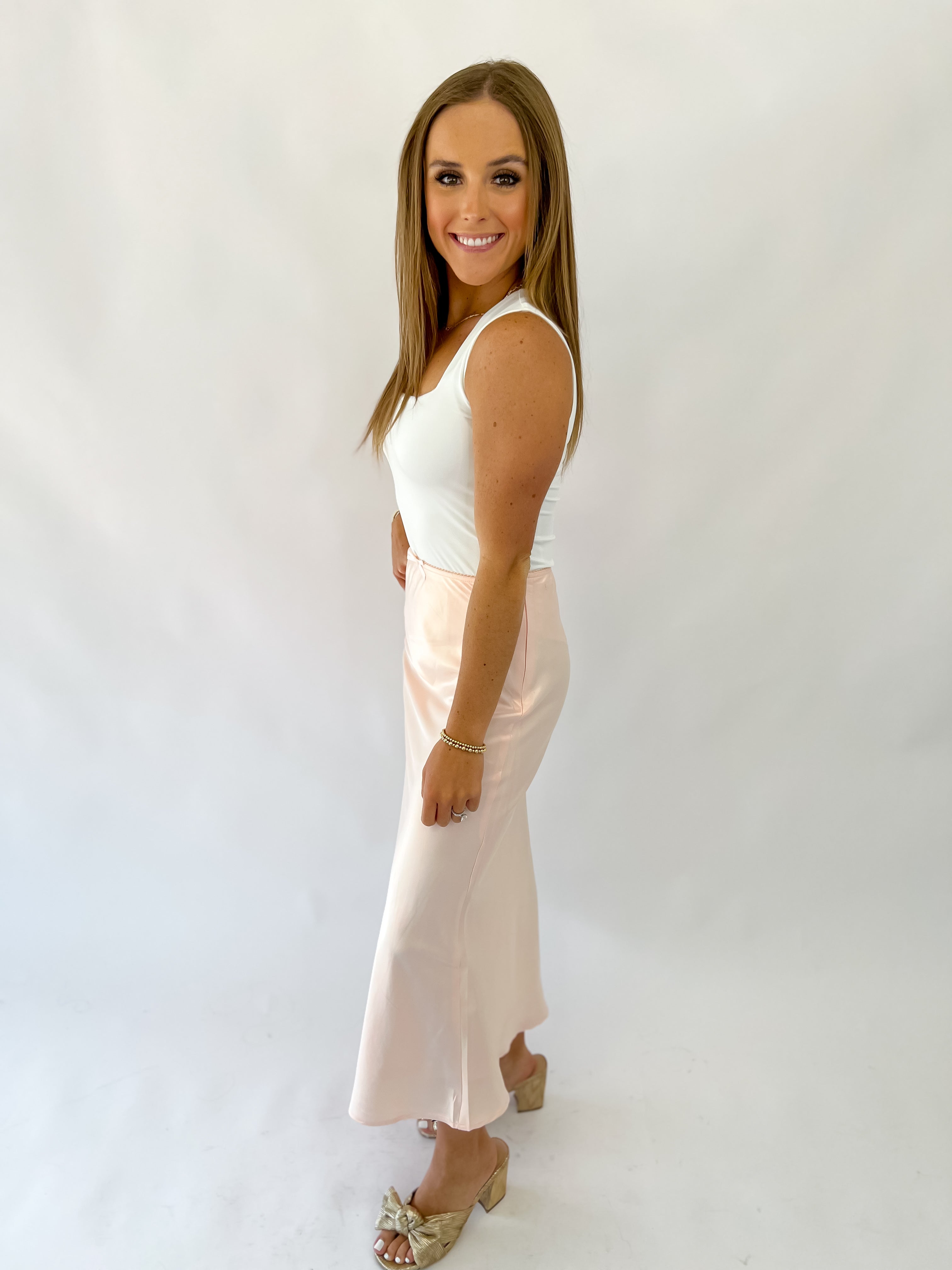 Soft Spoken Satin Skirt- Pink