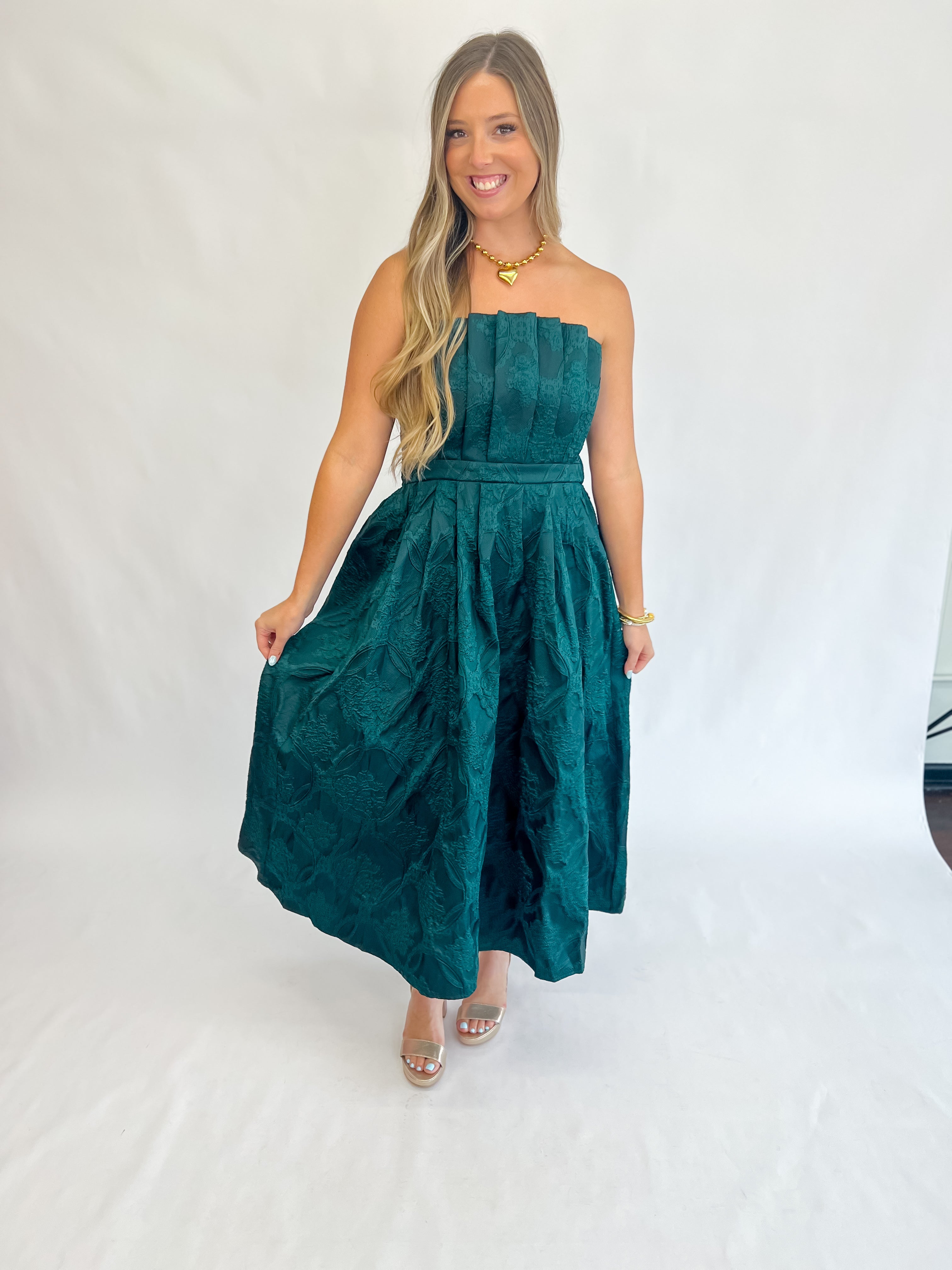 [Entro] Gorgeous Green Strapless Midi Dress