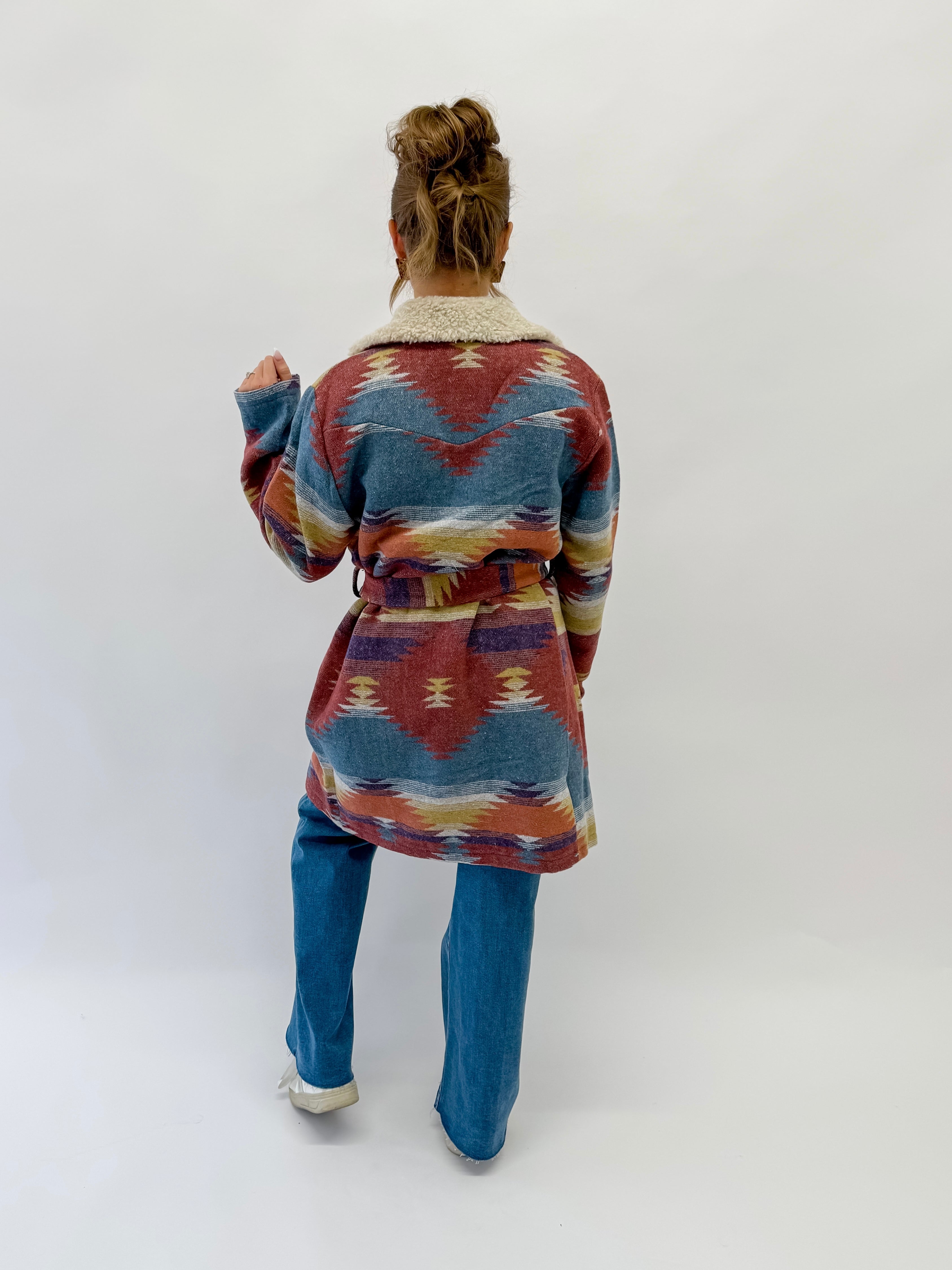Ruby Belted Aztek Print Shacket