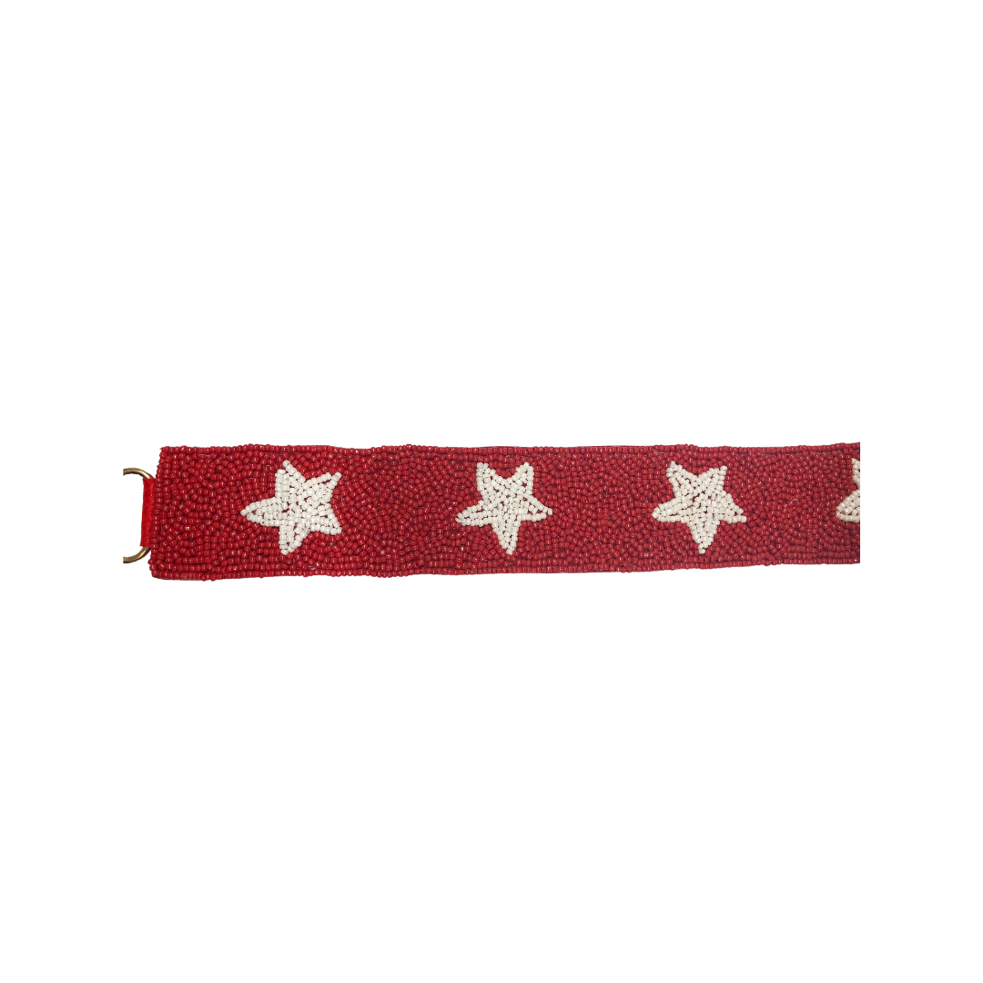 Star Game Day Beaded Purse Straps-Red/White