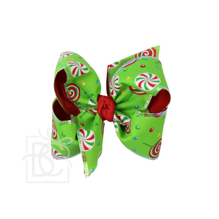 {Beyond Creations} Layered Lollipop Christmas Clip Bow-Large-Apple Green