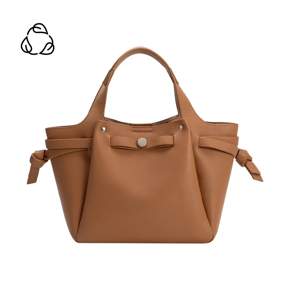 Avril Vegan Leather Top Handle Bag-Caramel