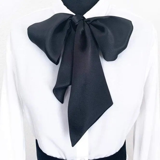 Big Silk Bow Scarf-Black