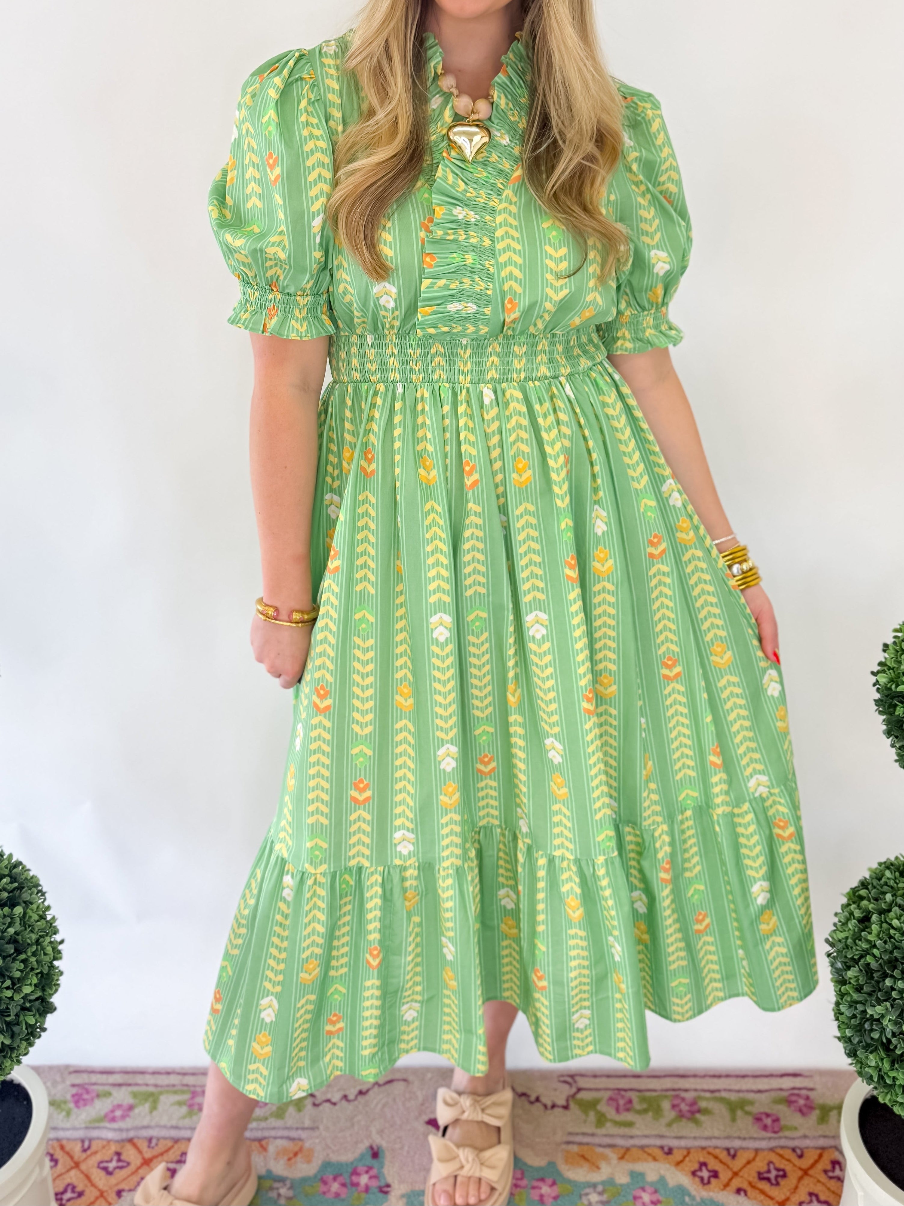 Isla Tiered Midi Dress - Sage