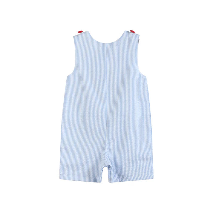 Blue Seersucker USA Flag Shortall